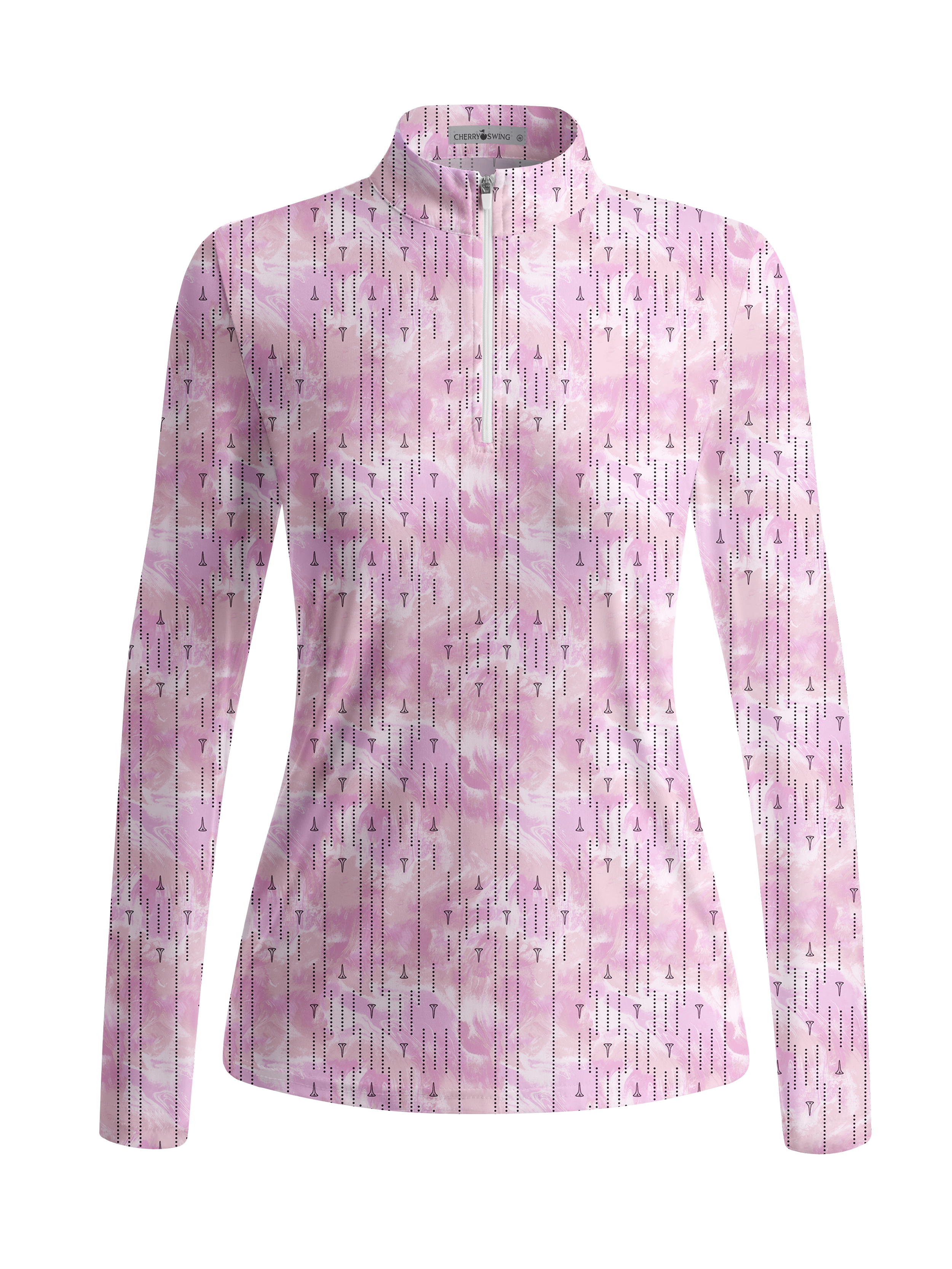 Cherryswing Women's Marble Tee Pattern Long Sleeve Golf Shirt