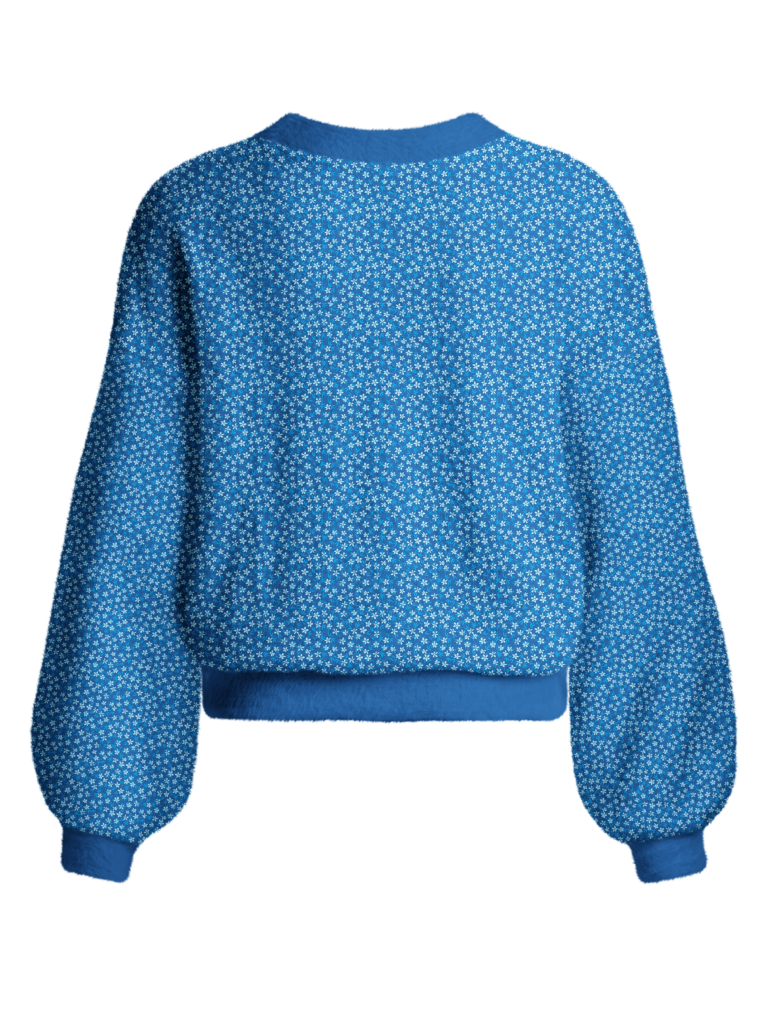 Cherryswing Women's Small Floral Print Golf Fuzzy Knit Golf Cardigan