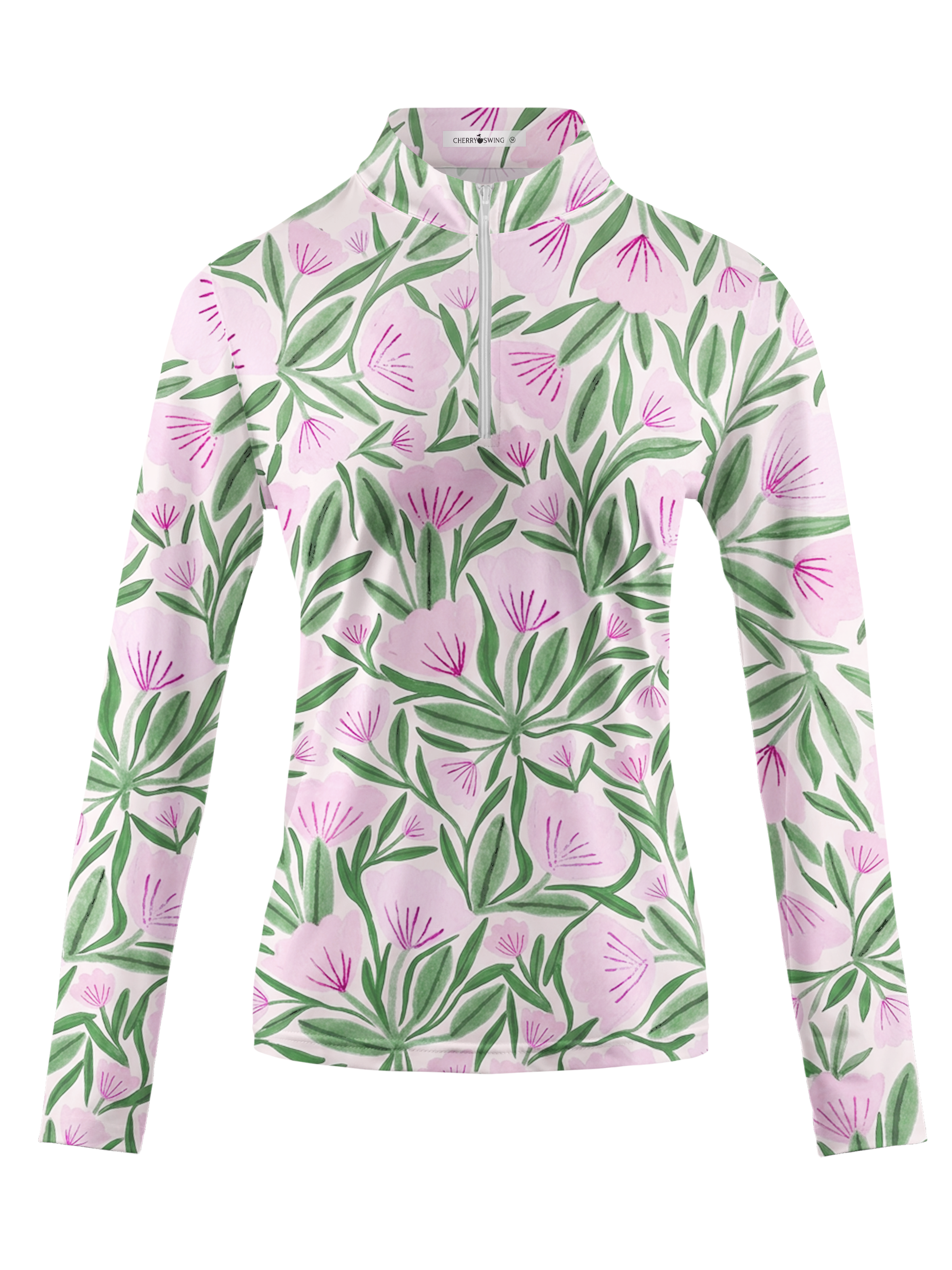 Cherryswing Women's Spring Bloom Watercolor Long Sleeve Golf Shirt
