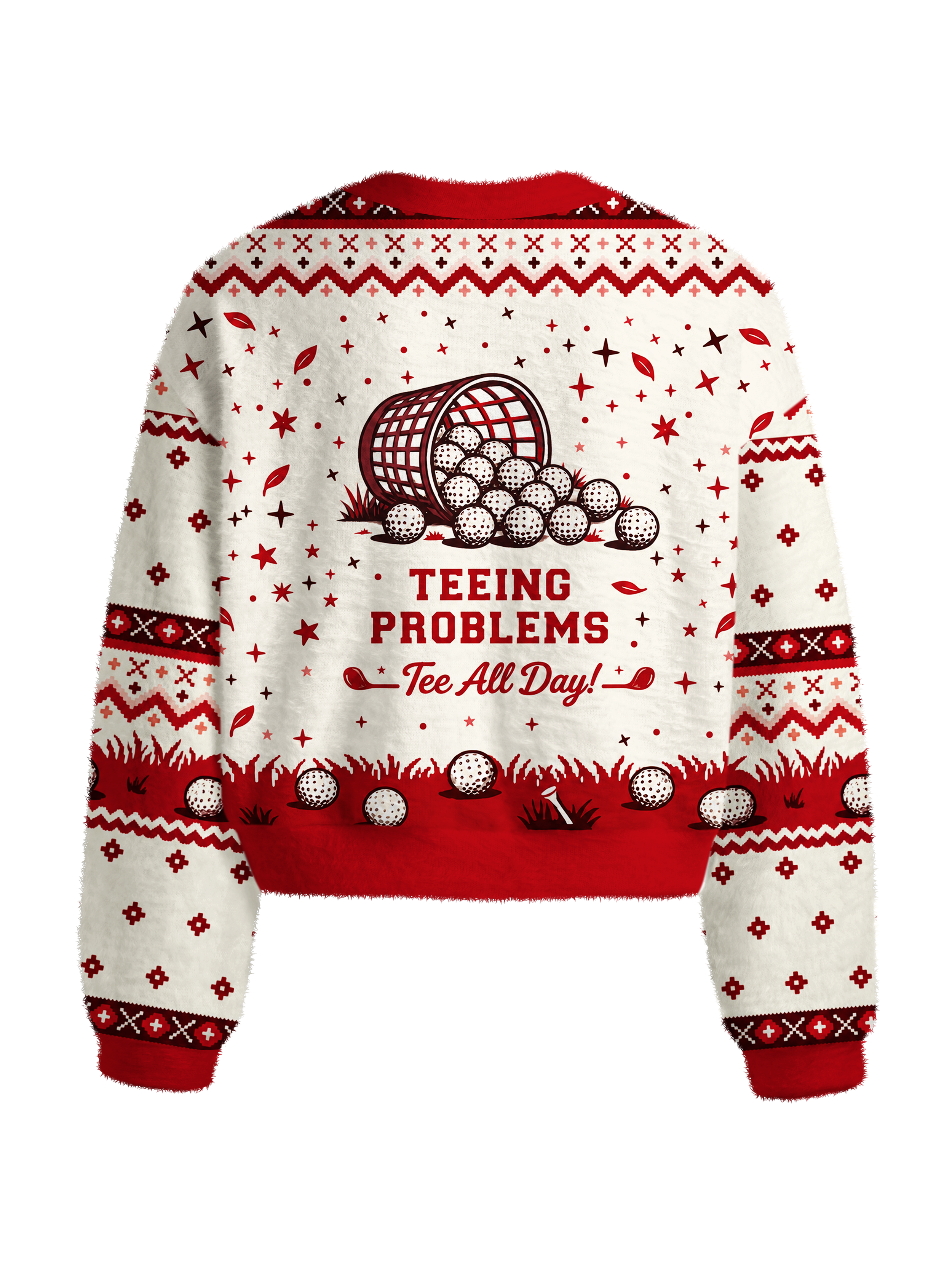 Cherryswing Women's Fun Teeing Area Fuzzy Knit Golf Sweater