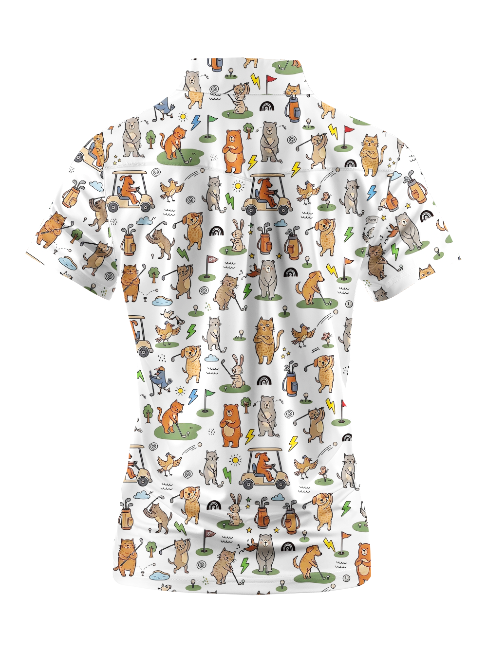 Cherryswing Women's Playful Animal Golfers Short Sleeve Golf Shirt