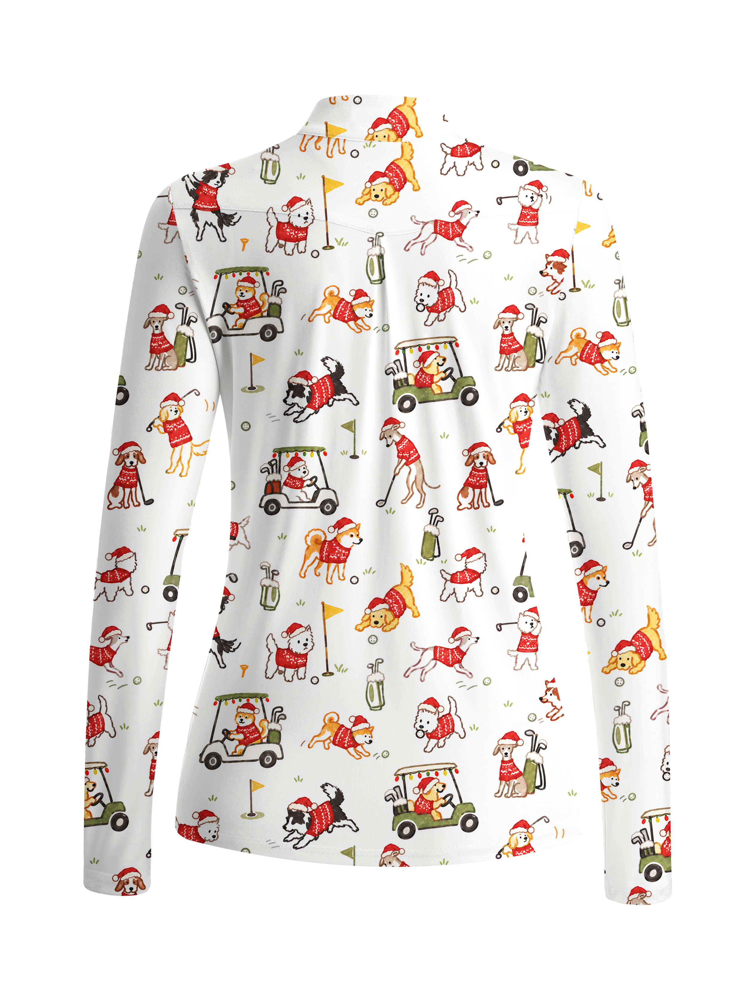 Cherryswing Women's Festive Pet Golf Print Long Sleeve Shirt