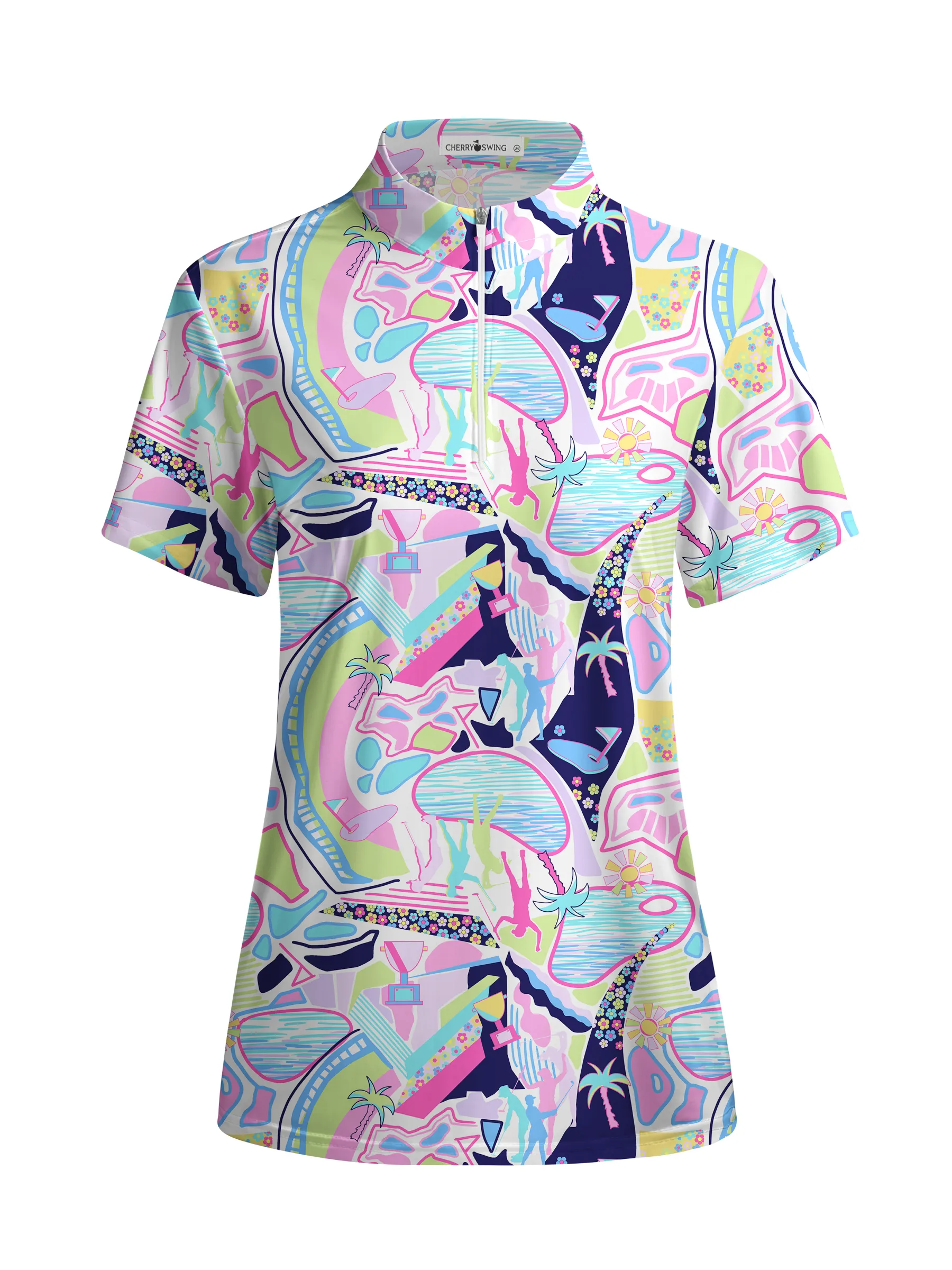Cherryswing Women's Vivid Pattern Short Sleeve Golf Shirt