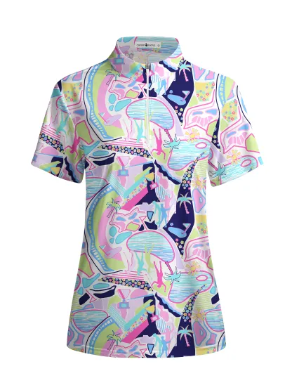 Cherryswing Women's Vivid Pattern Short Sleeve Golf Shirt