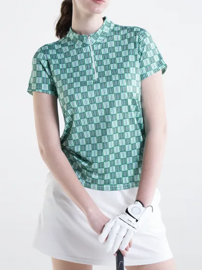 Cherryswing Women's Geometric Mastery Short Sleeve Golf Shirt