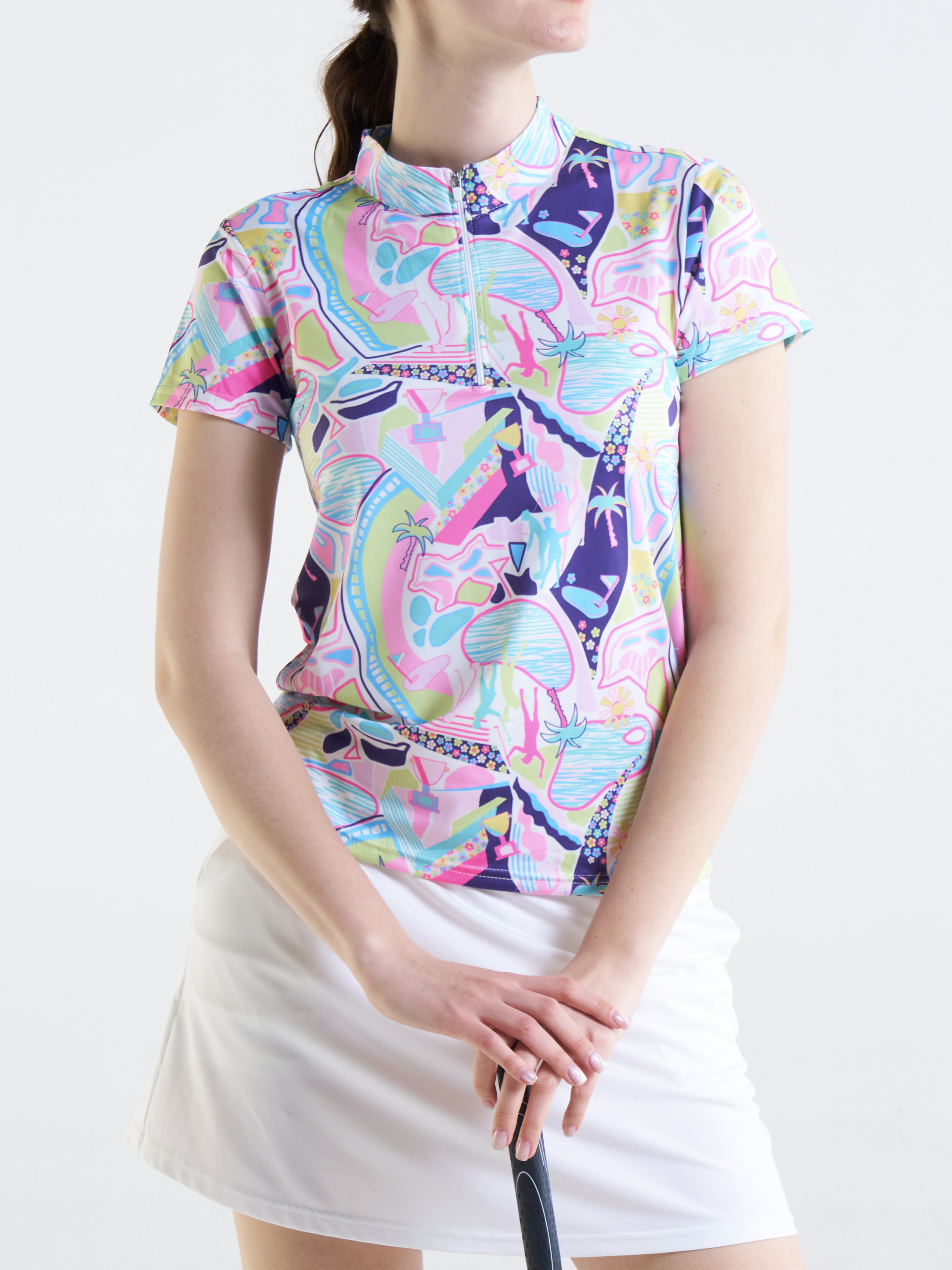 Cherryswing Women's Vivid Pattern Short Sleeve Golf Shirt