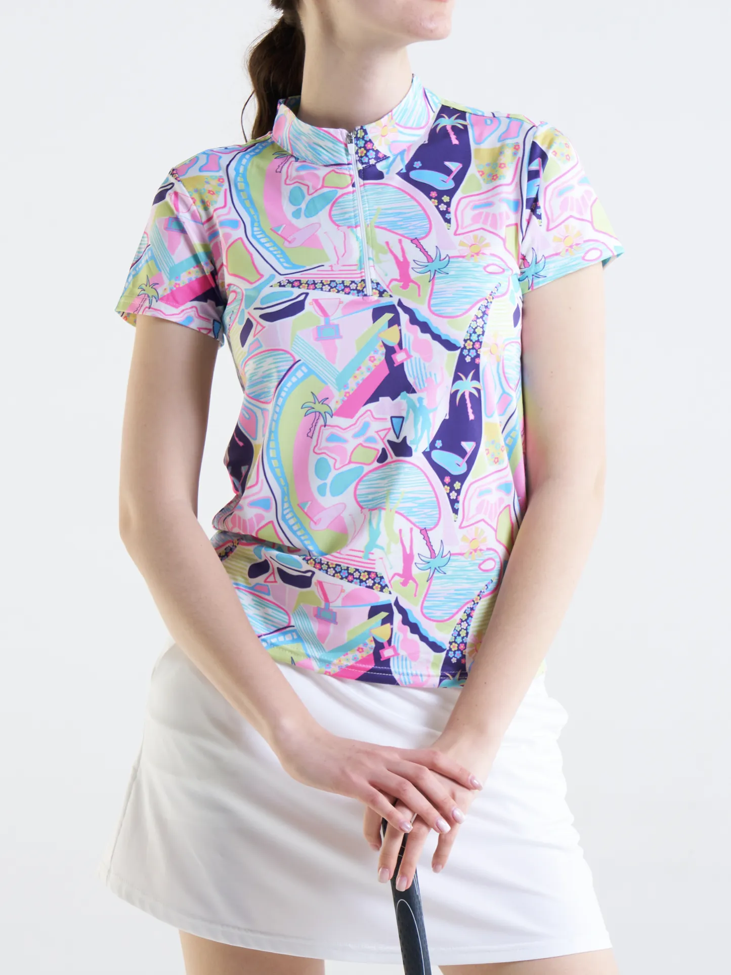 Cherryswing Women's Vivid Pattern Short Sleeve Golf Shirt