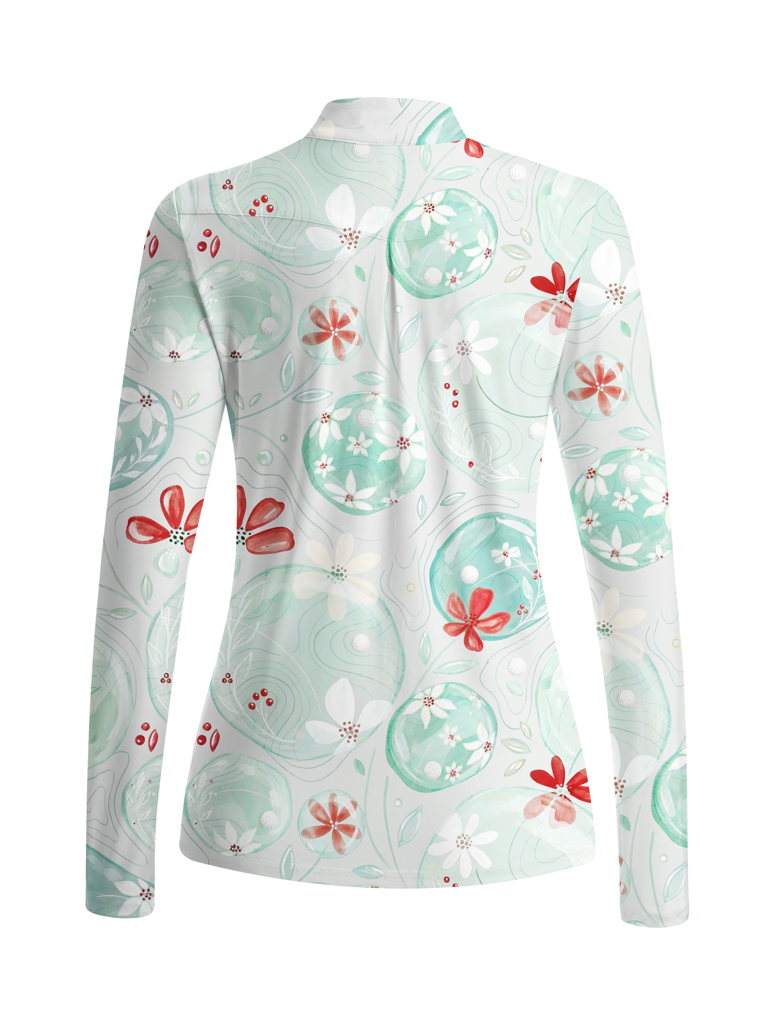 Cherryswing Women's Spring Garden Watercolor Long Sleeve Golf Shirt