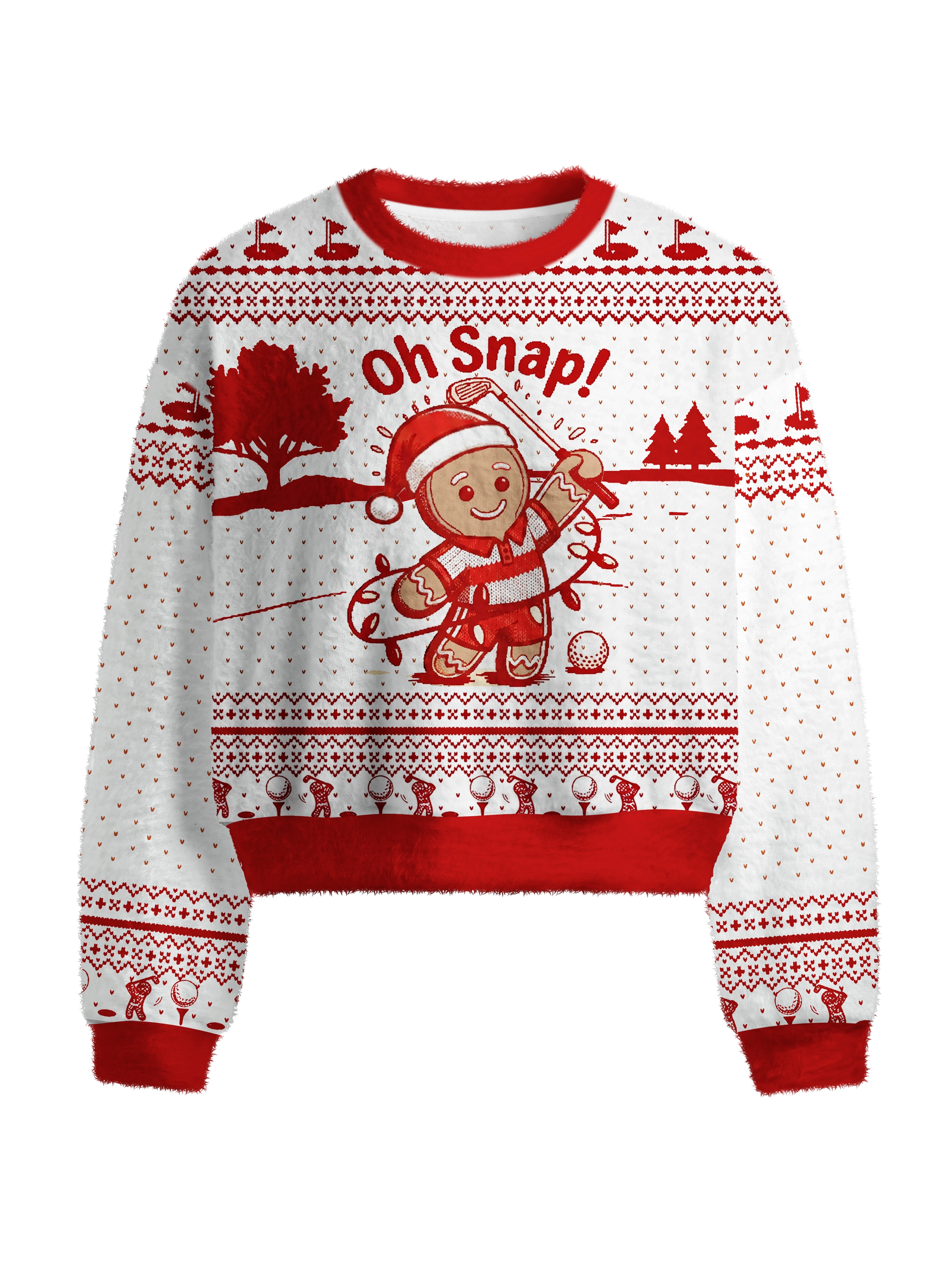Cherryswing Women's Playful Holiday Snap Fuzzy Knit Golf Sweater