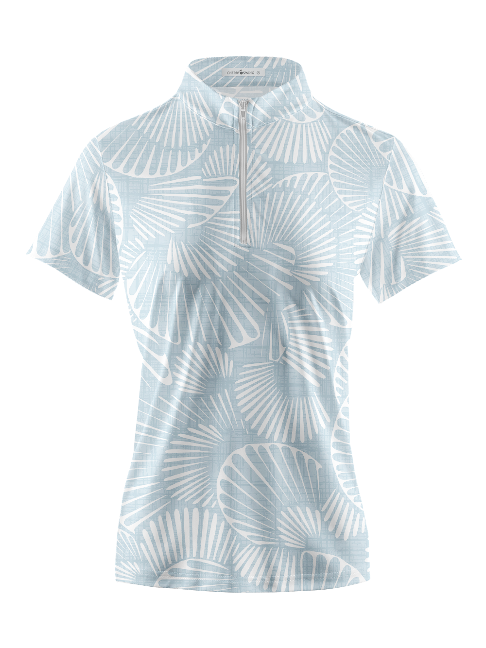 Cherryswing Women's Geometric Fan Leaf Short Sleeve Golf Shirt