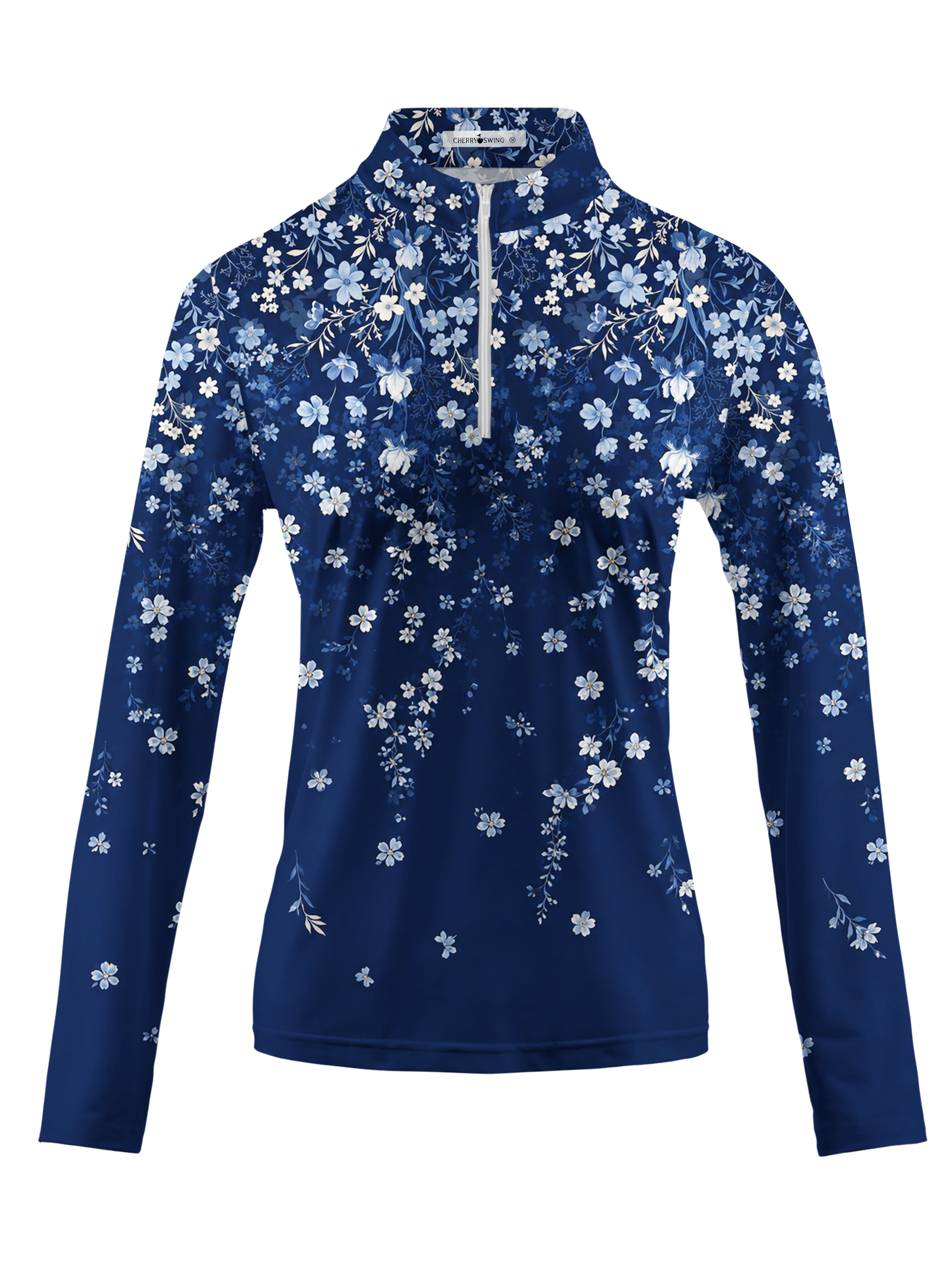 Cherryswing Women's Midnight Floral Long Sleeve Golf Shirt