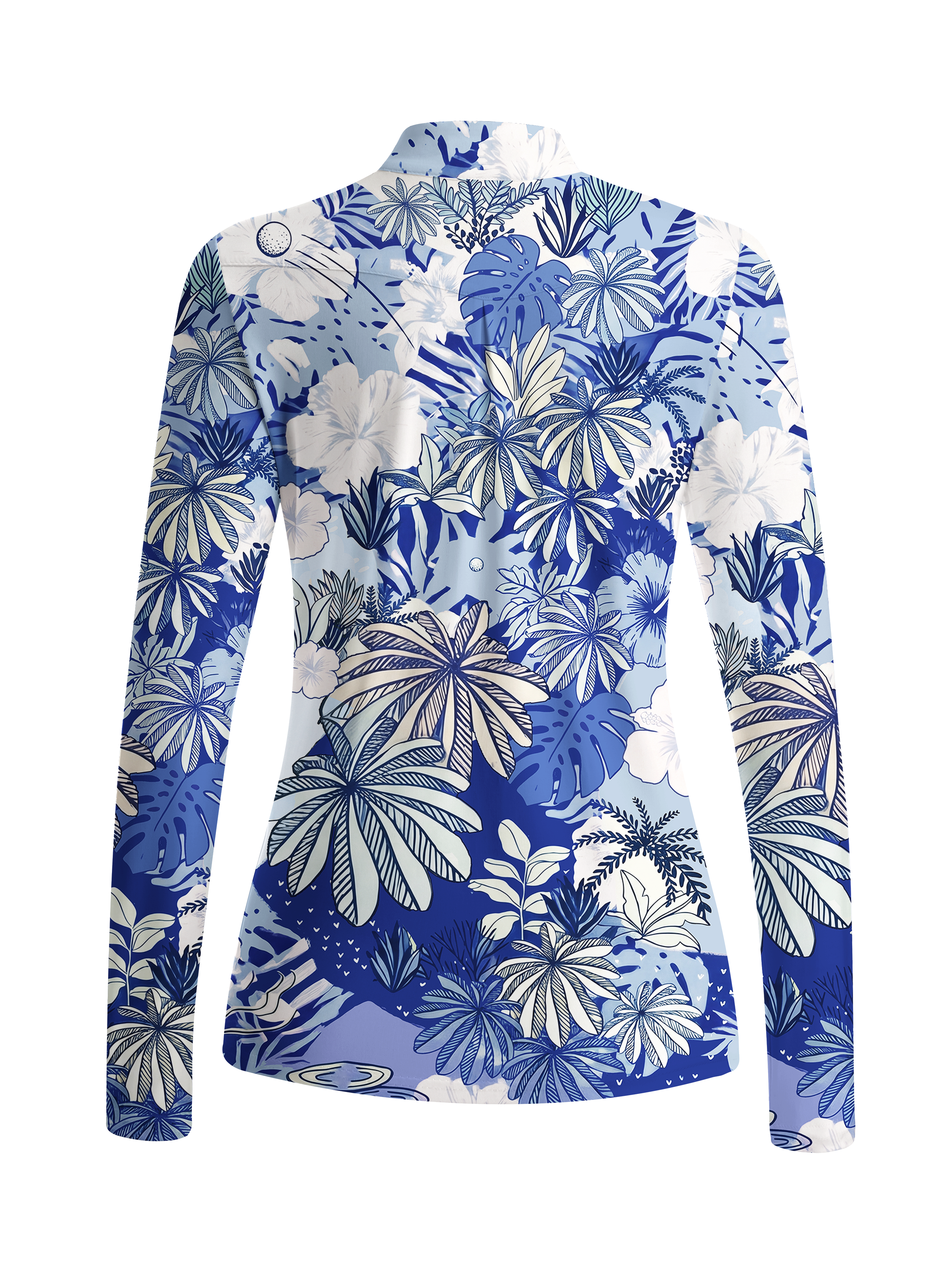 Cherryswing Women's Tropical Palm Leaf Long Sleeve Golf Shirt