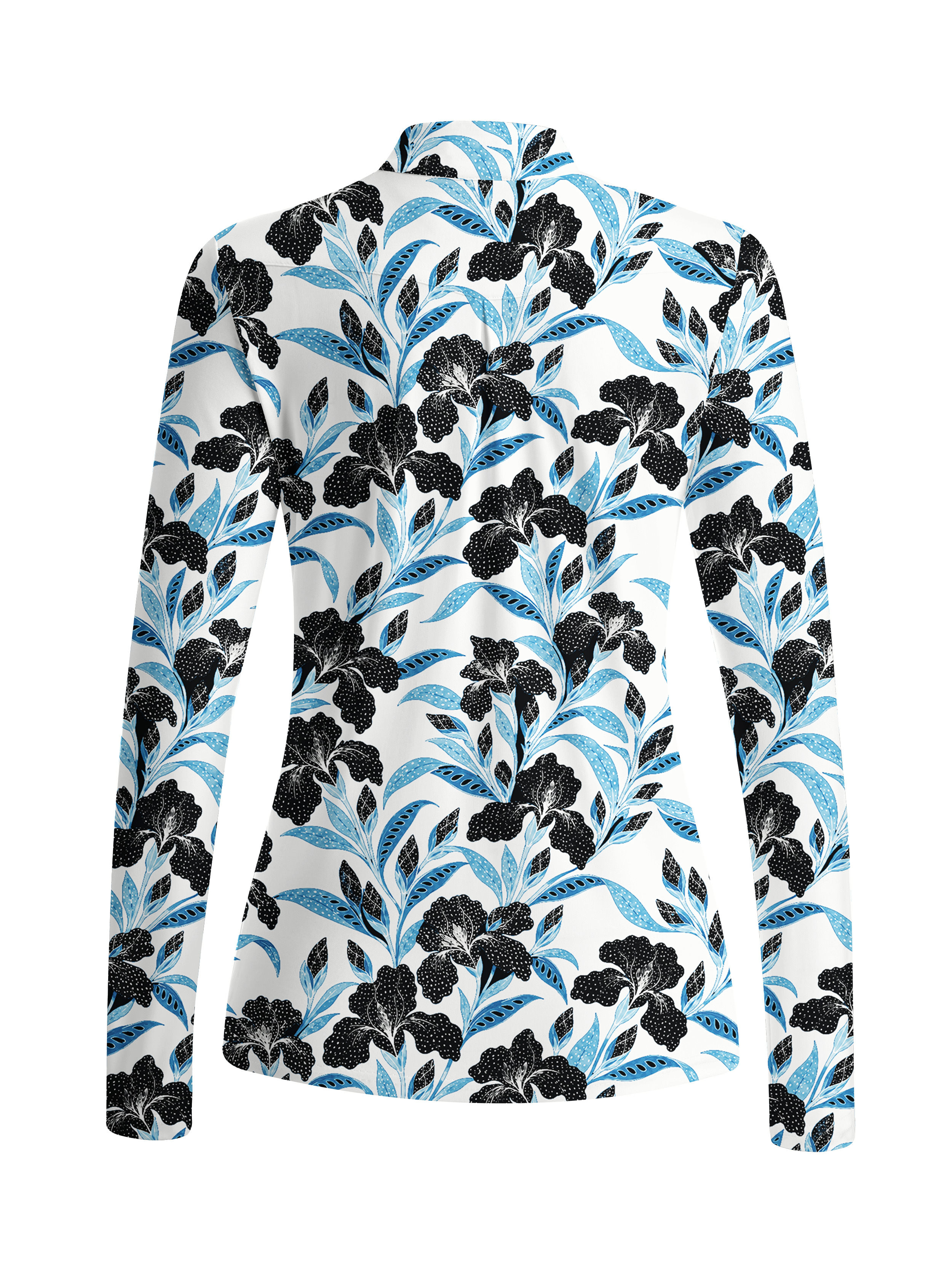 Cherryswing Women's Graphic Botanical and Leafy Pattern Long Sleeve Golf Shirt