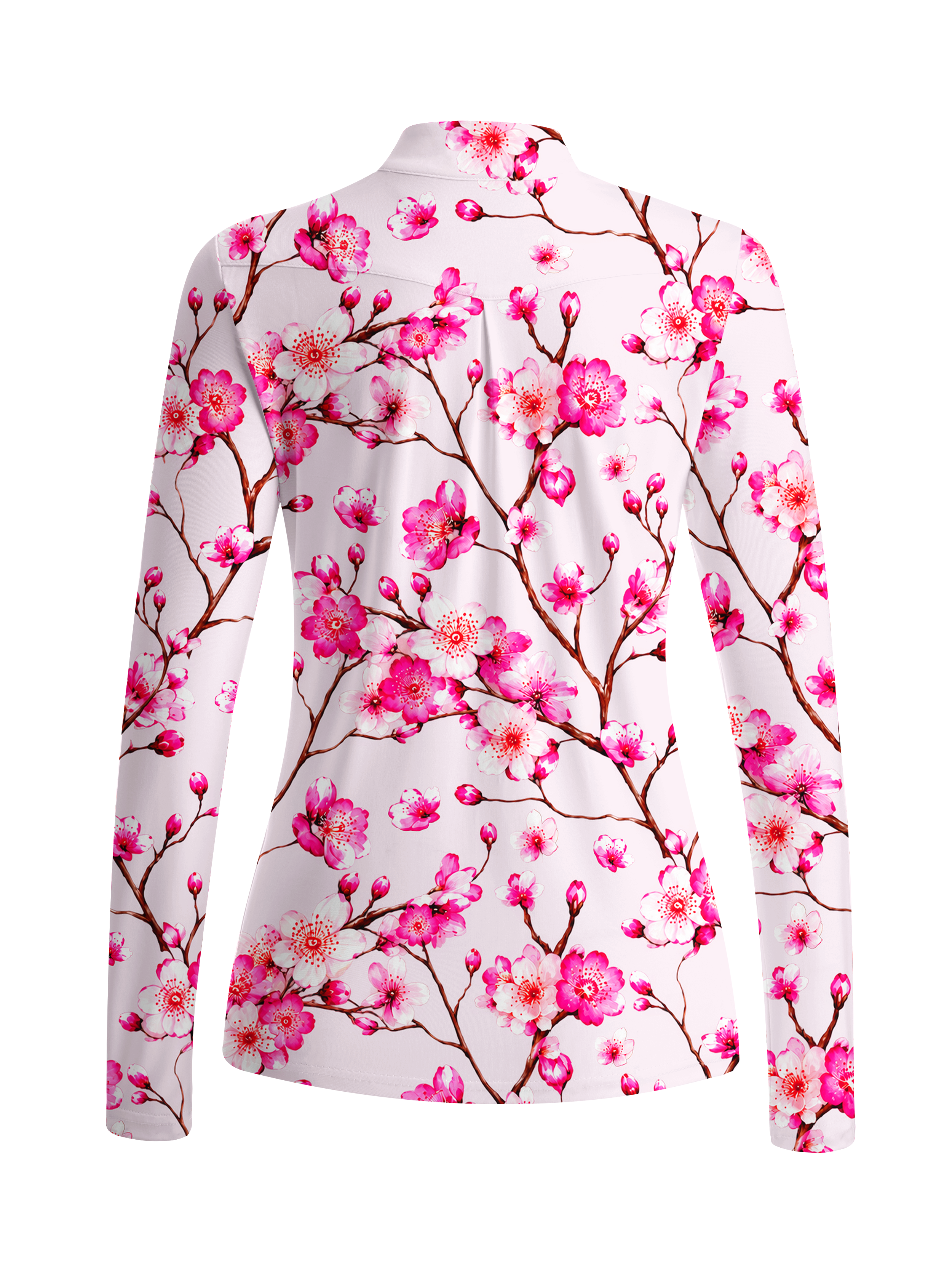 Cherryswing Women's Spring Cherry Blossom Long Sleeve Golf Shirt