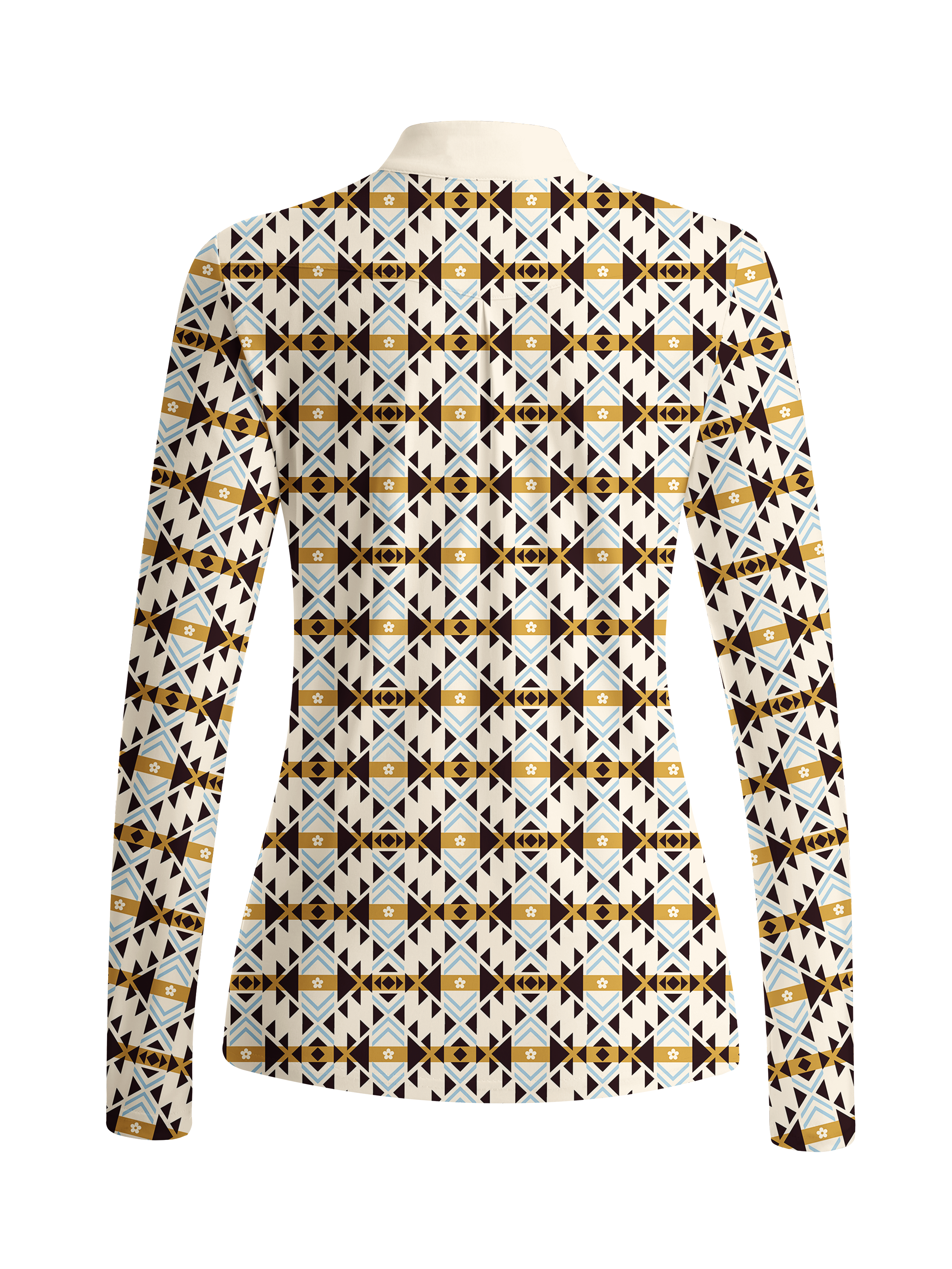 Cherryswing Women's Geometric Tribal Pattern Long Sleeve Golf Shirt