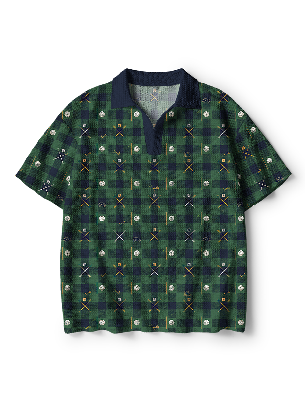 Cherryswing Tartan Tee Men's Crochet Knit Polo Shirt