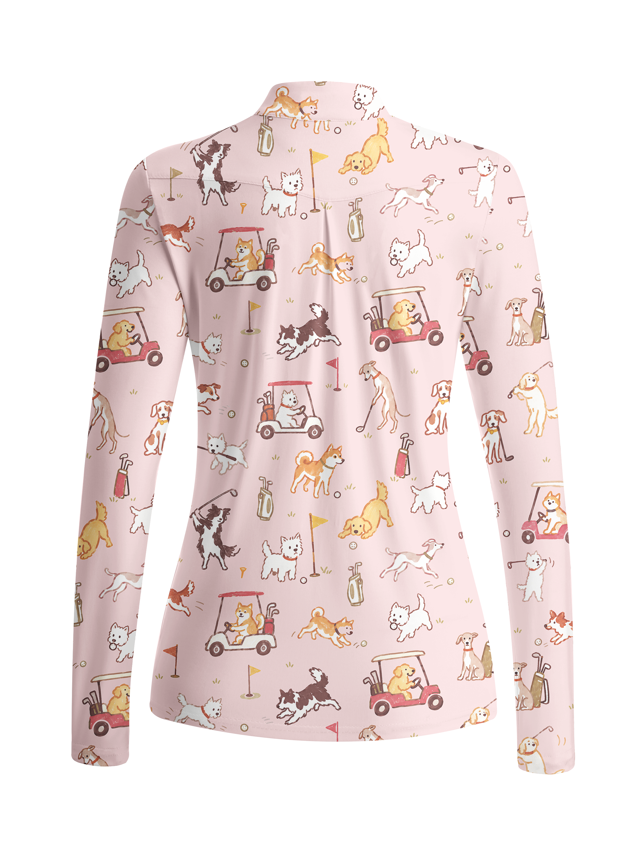 Cherryswing Women's Cute Golf Pup Novelty Print Long Sleeve Golf Shirt