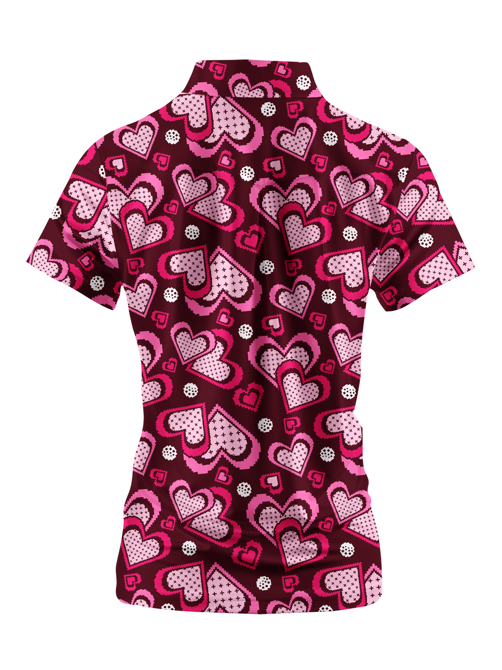 Cherryswing Women's Retro Pixel Heart Short Sleeve Golf Shirt