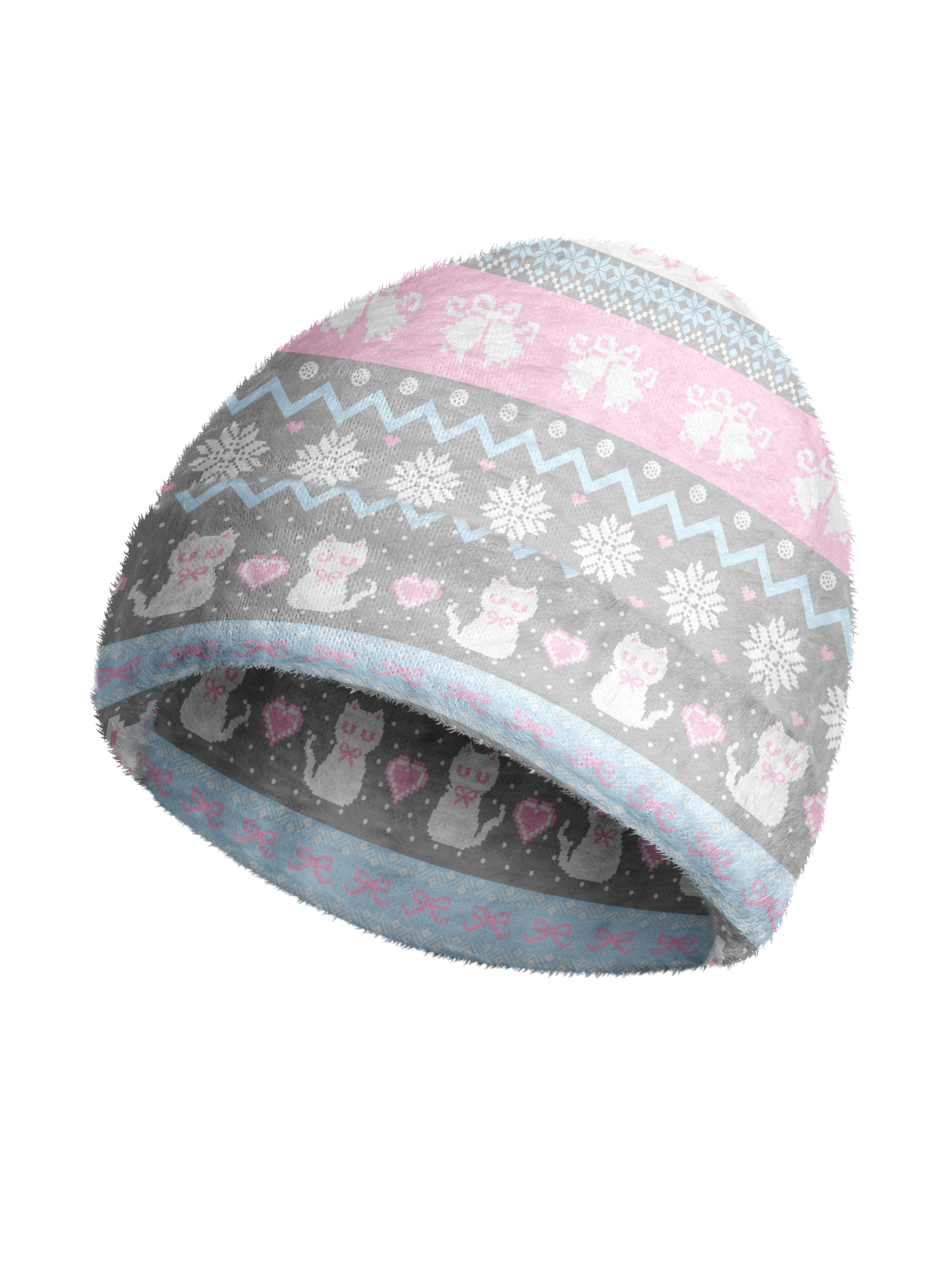 Cherryswing Women's Pixel Cat and Snowflake Nordic Cozy Knit Golf Beanie