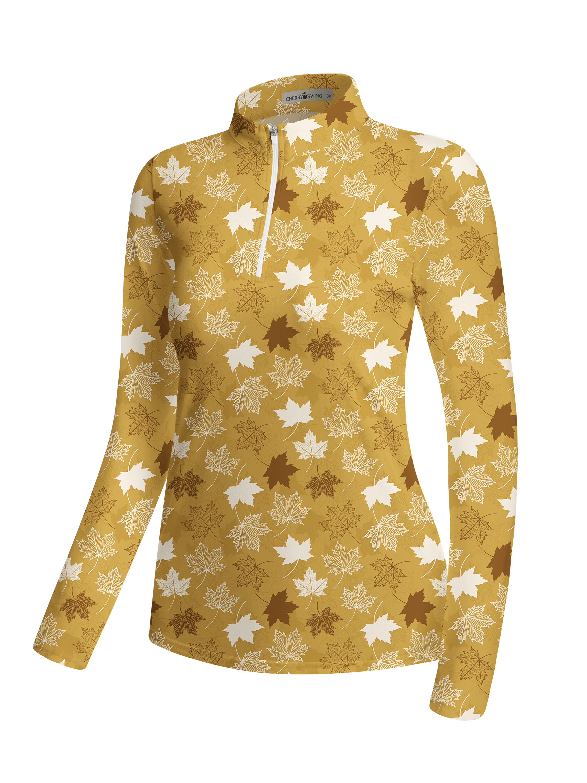 Cherryswing Women's Autumn Maple Leaf Long Sleeve Golf Shirt