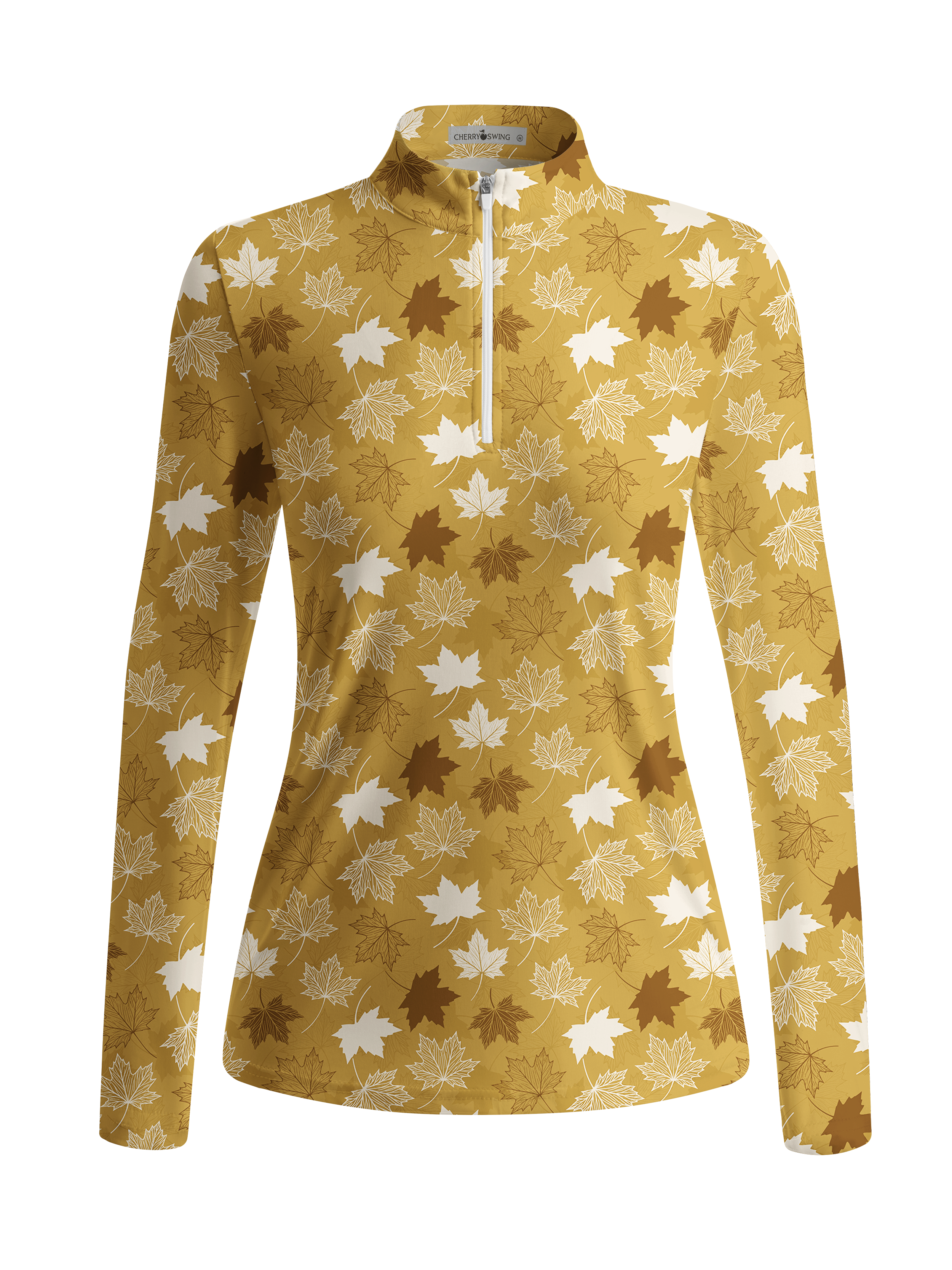 Cherryswing Women's Autumn Maple Leaf Long Sleeve Golf Shirt