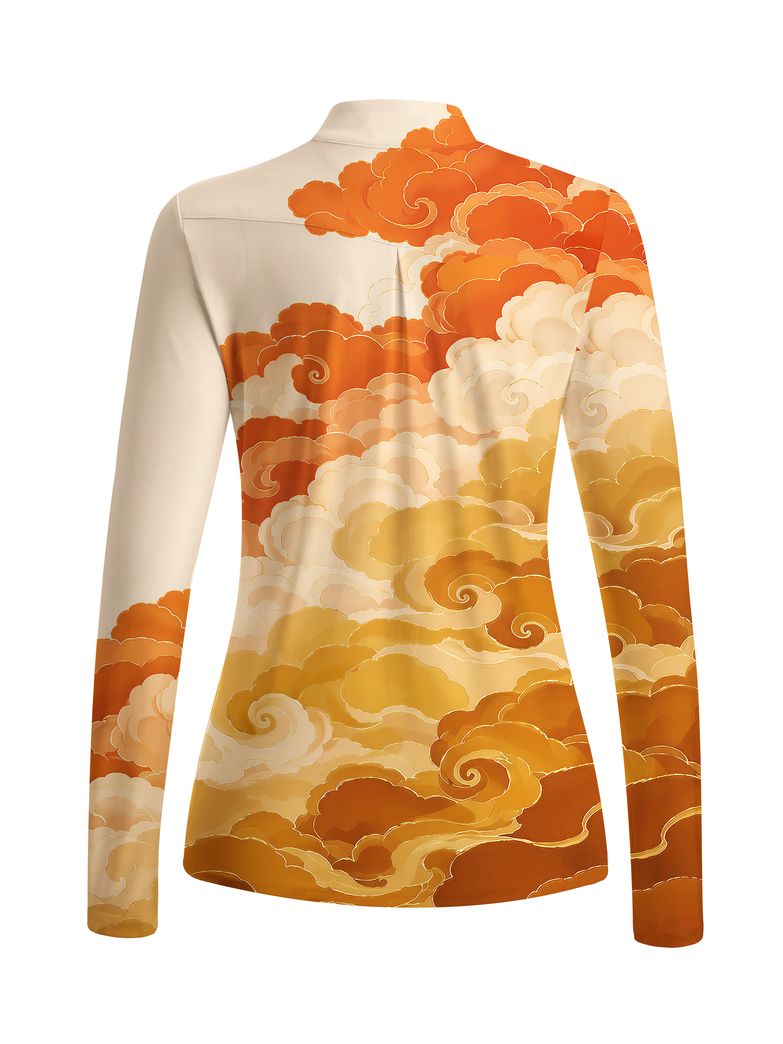Cherryswing Women's Oriental Auspicious Cloud Long Sleeve Golf Shirt