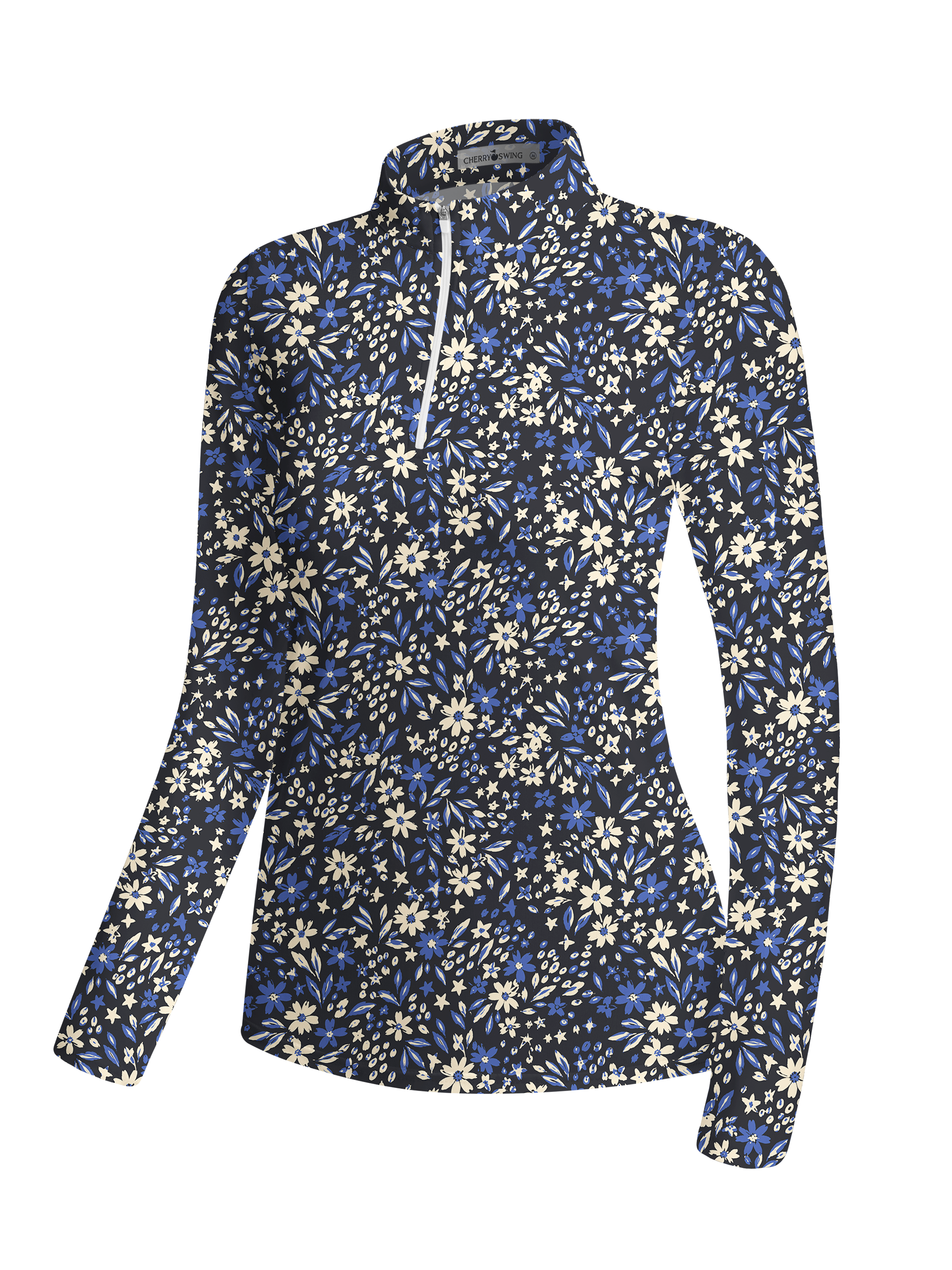 Cherryswing Women's Elegant Starry Wildflower Long Sleeve Golf Shirt