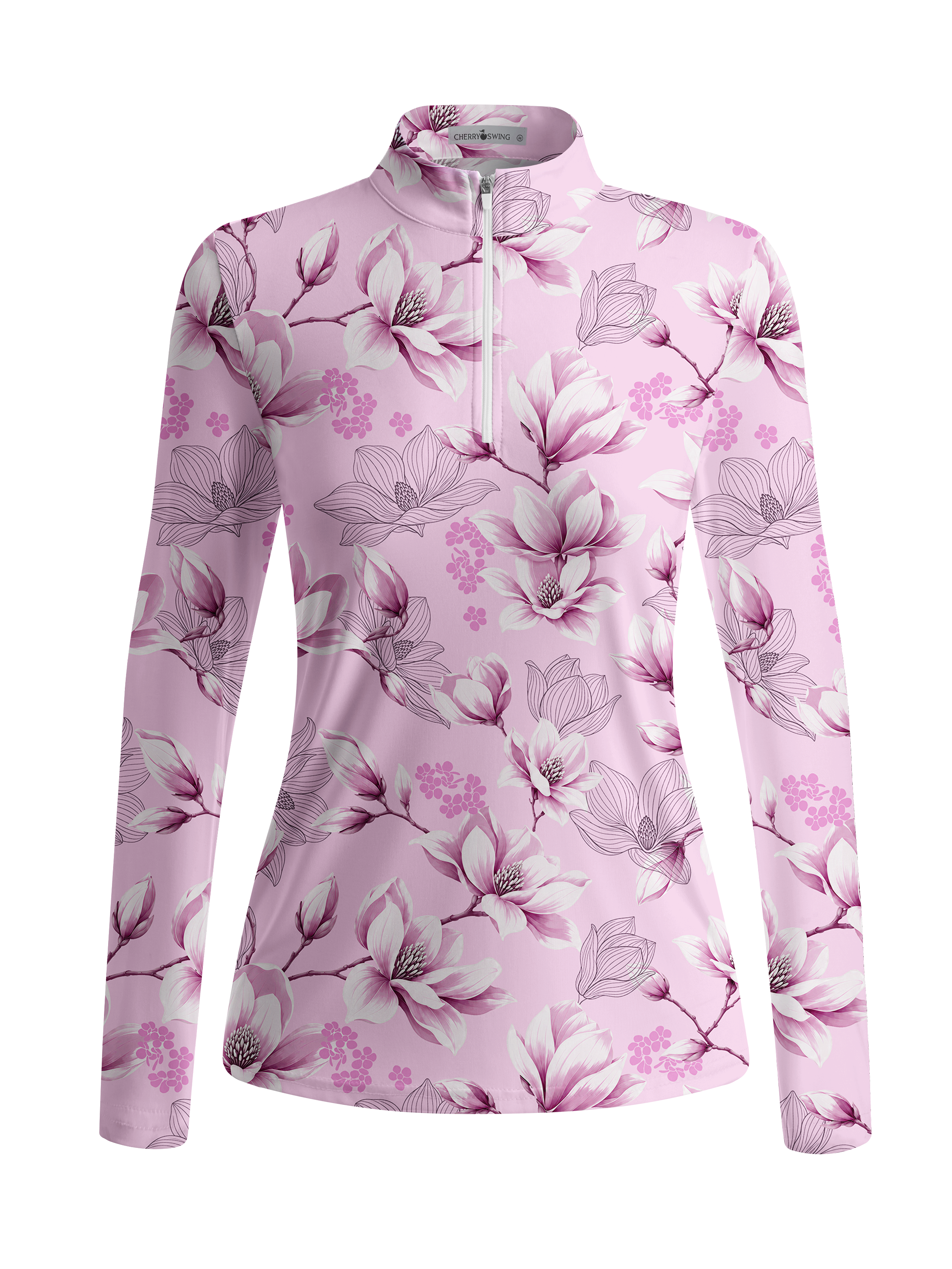 Cherryswing Women's Porcelain Style Magnolia Print Long Sleeve Golf