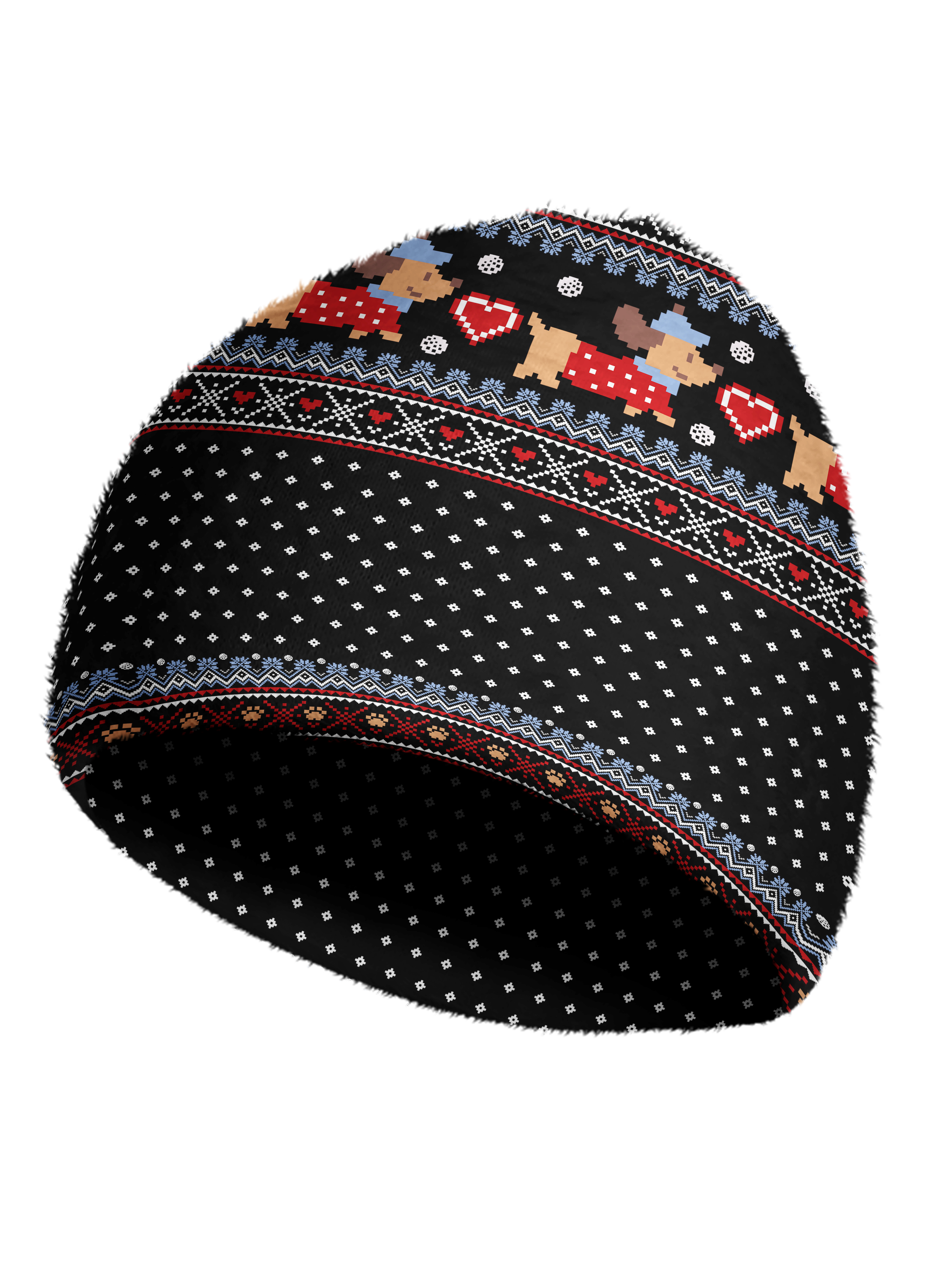 Cherryswing Women's Pixel Dog and Heart Nordic Cozy Knit Golf Beanie