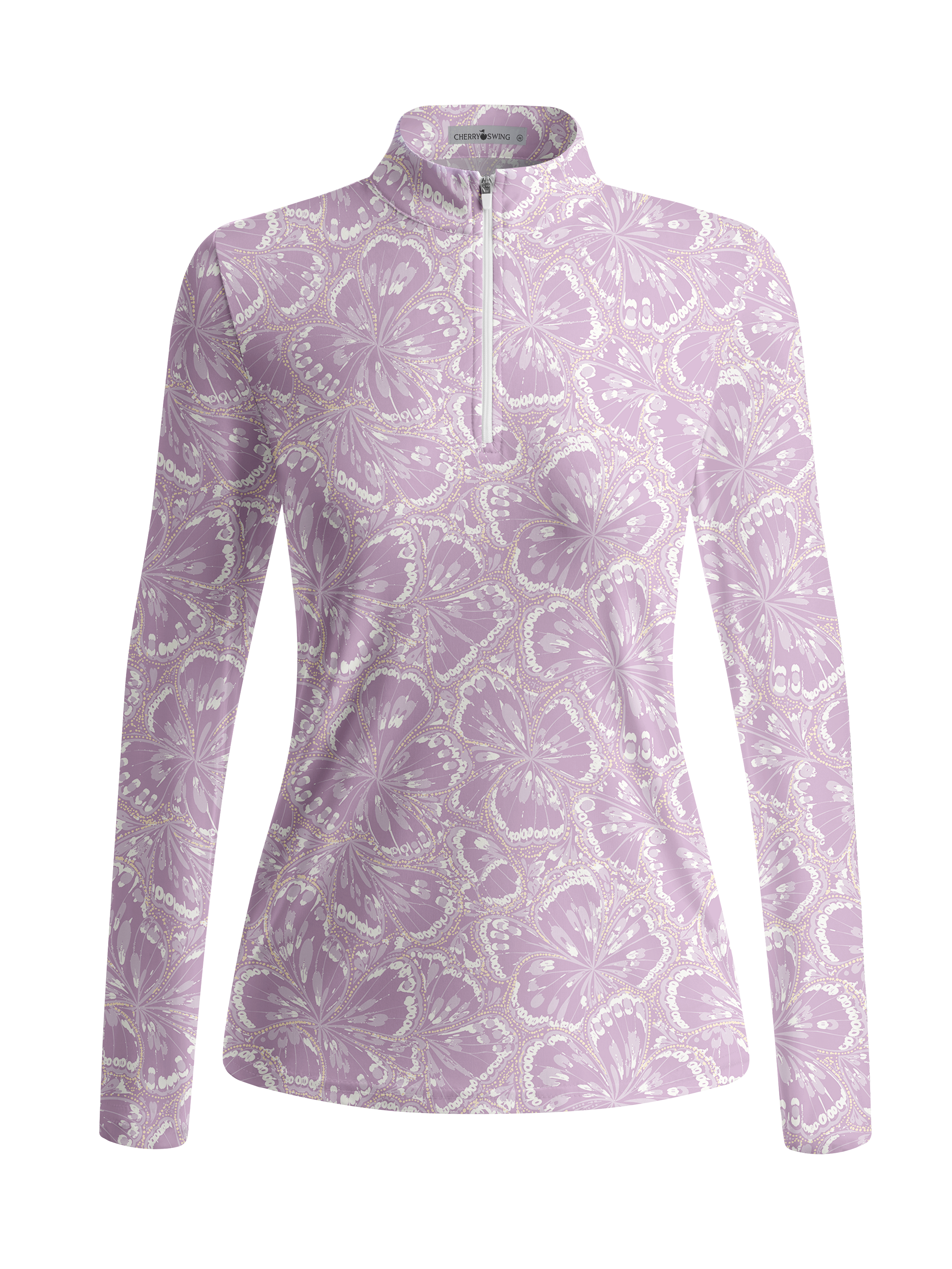 Cherryswing Women's Butterfly Pattern Long Sleeve Golf Shirt
