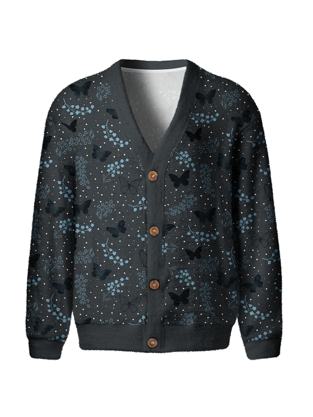 Cherryswing Watercolor Butterfly  Men's Cardigan Knit Sweaters