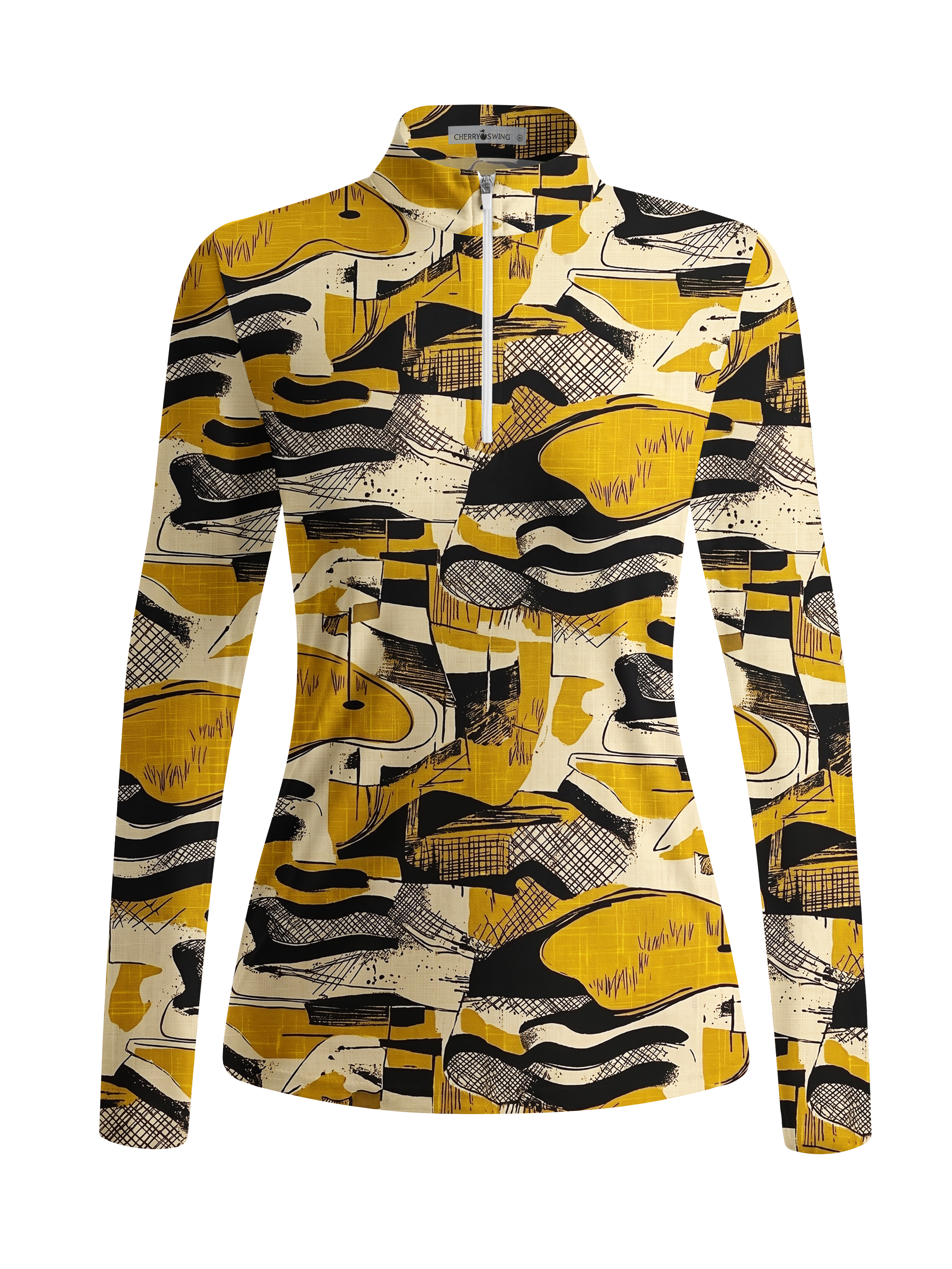 Cherryswing Women's Abstract Golf Course Long Sleeve Golf Shirt