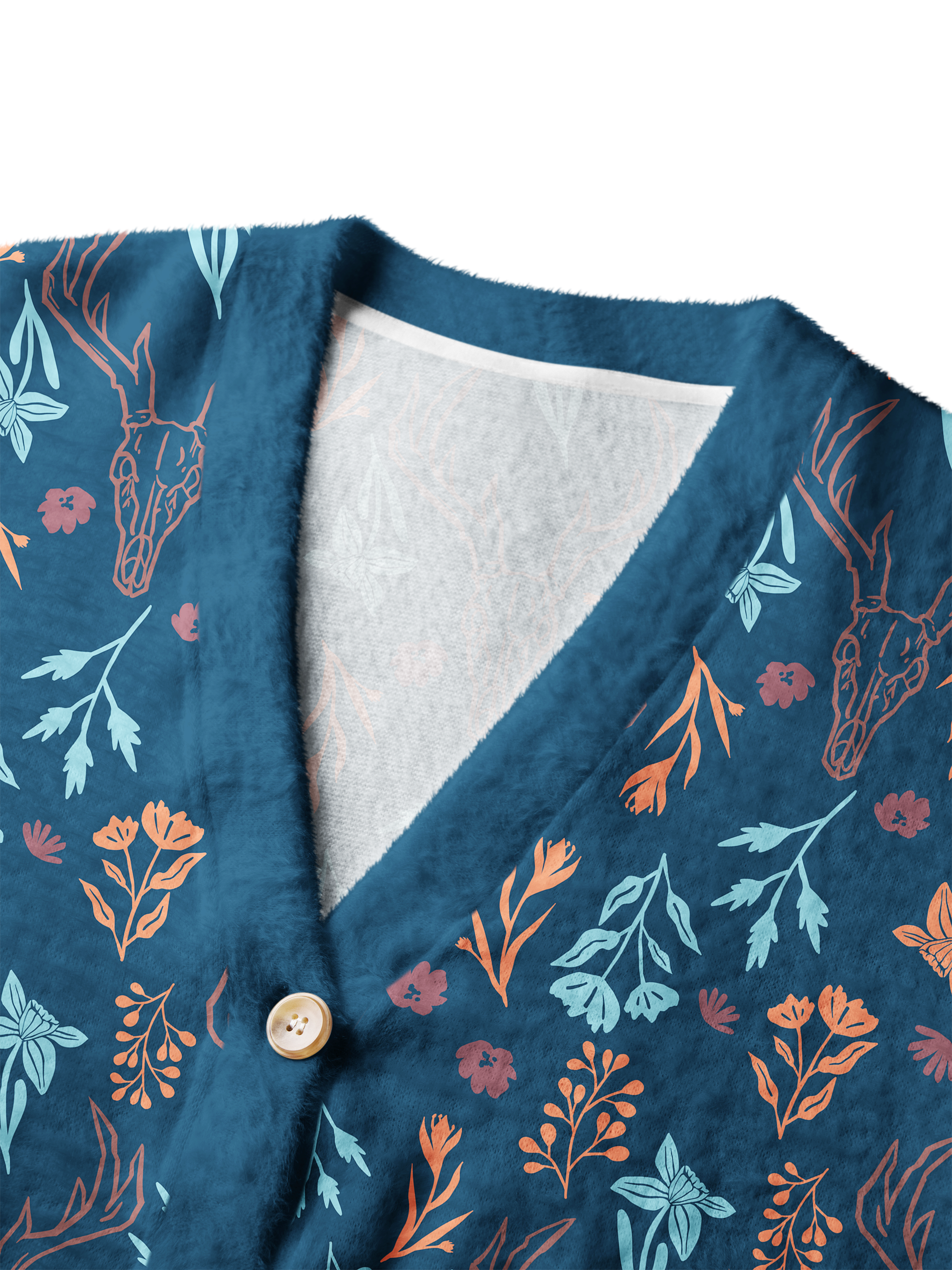 Cherryswing Women's Antler Meadow Fuzzy Knit Golf Cardigan