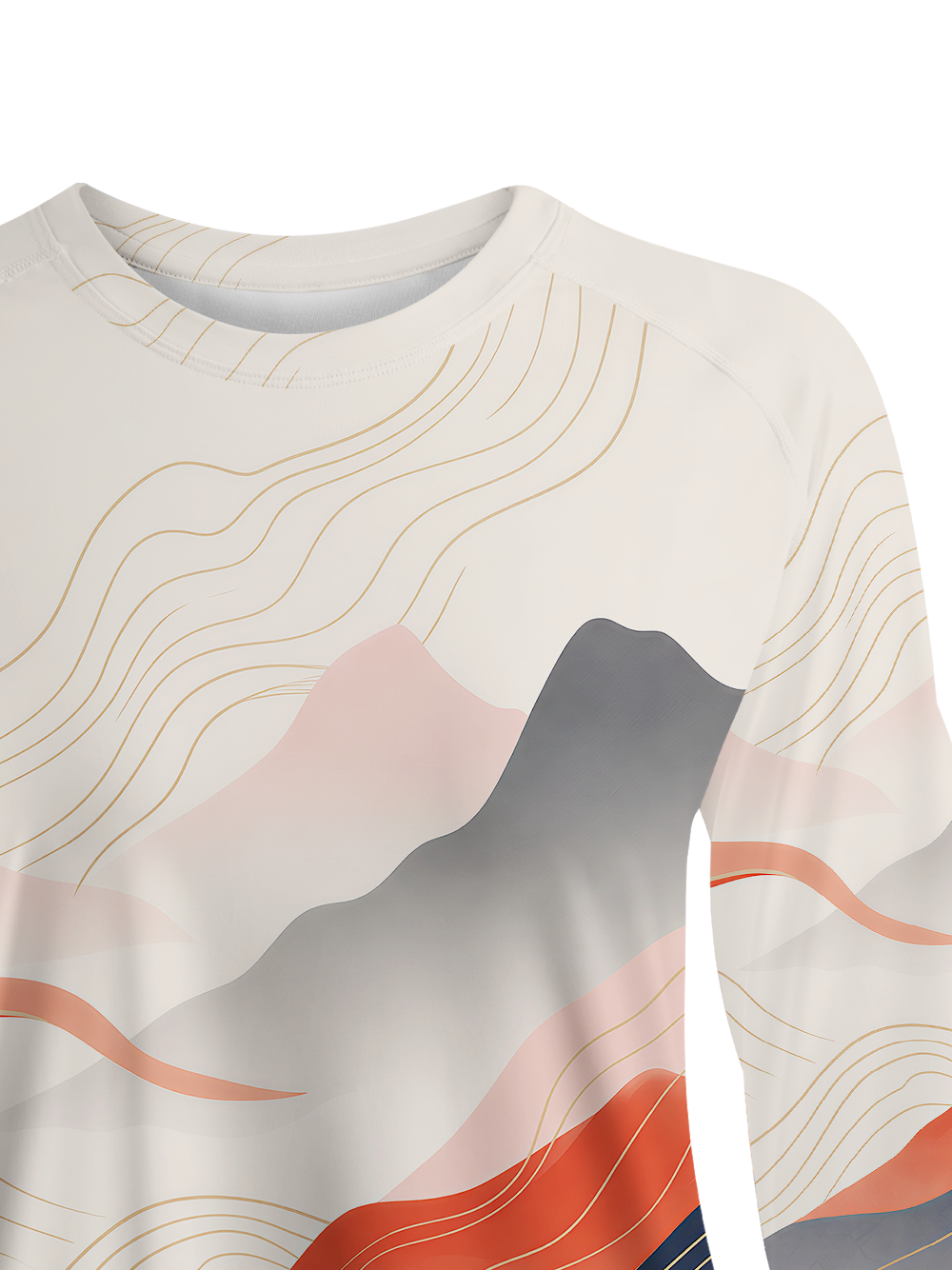 Cherryswing Women's Abstract Landscape Wave Golf Shirt