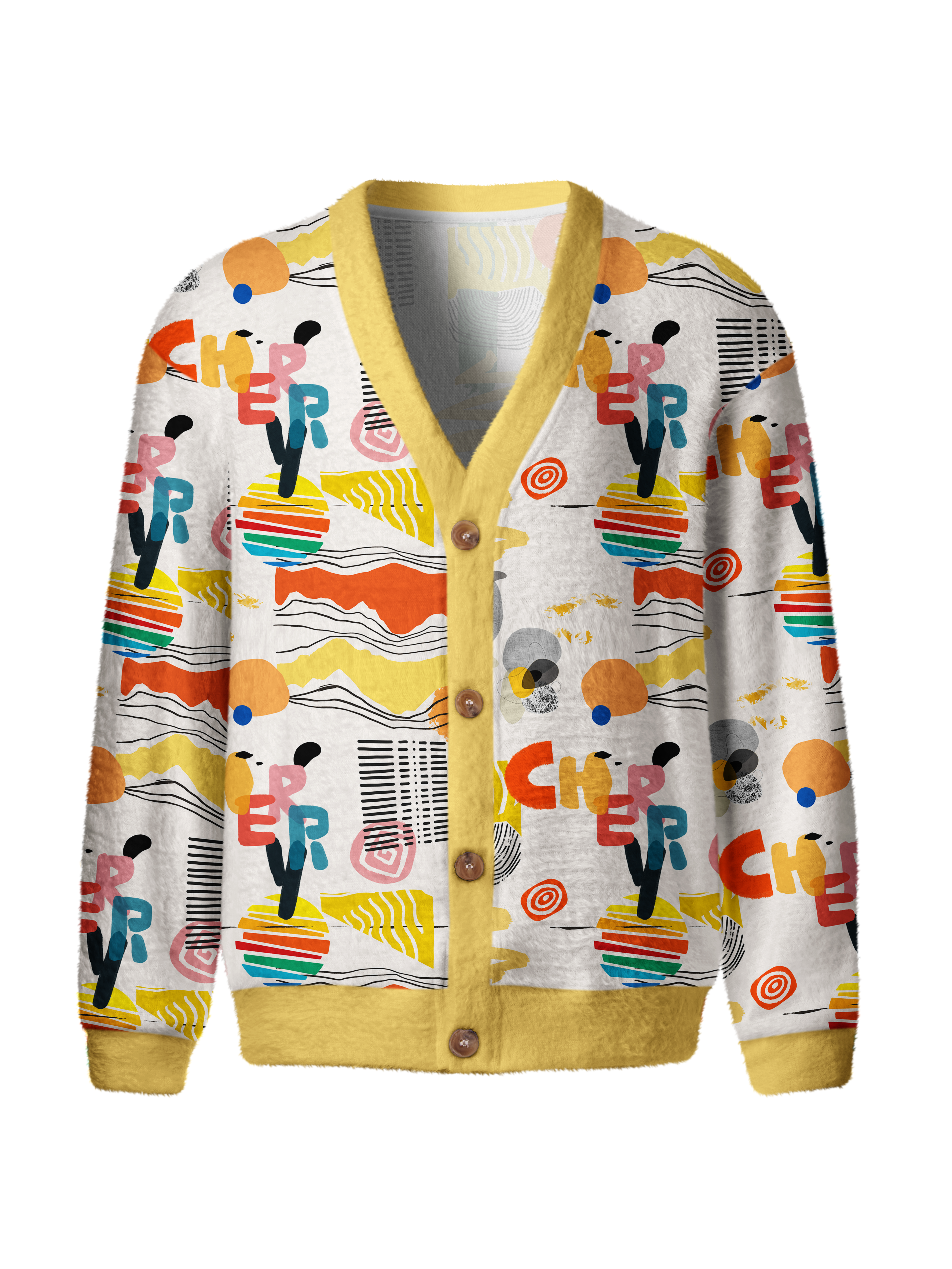 Cherryswing Modern Art Men's Cardigan Knit Sweaters