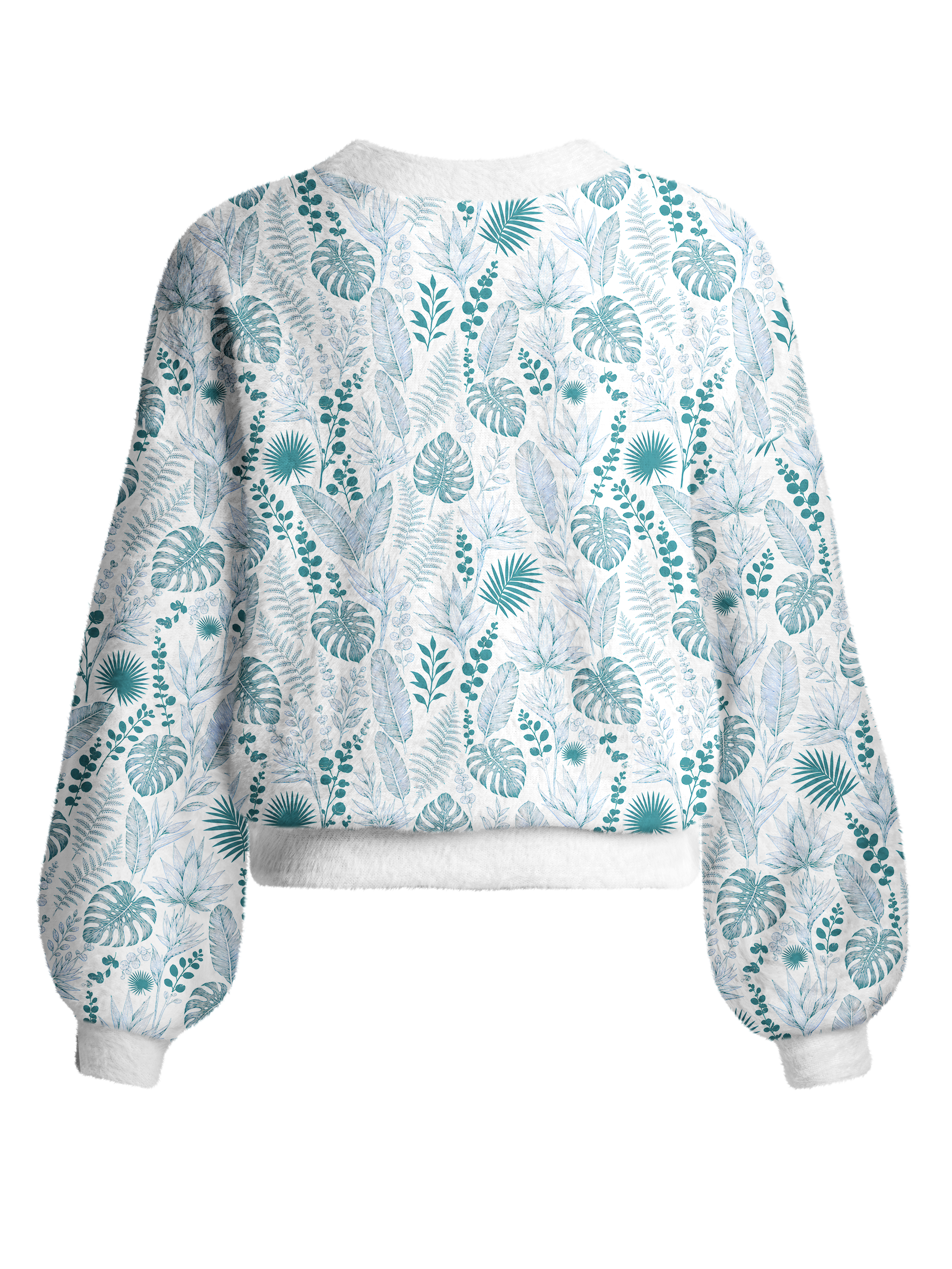 Cherryswing Women's Tropical Leaf Fuzzy Knit Golf Cardigan
