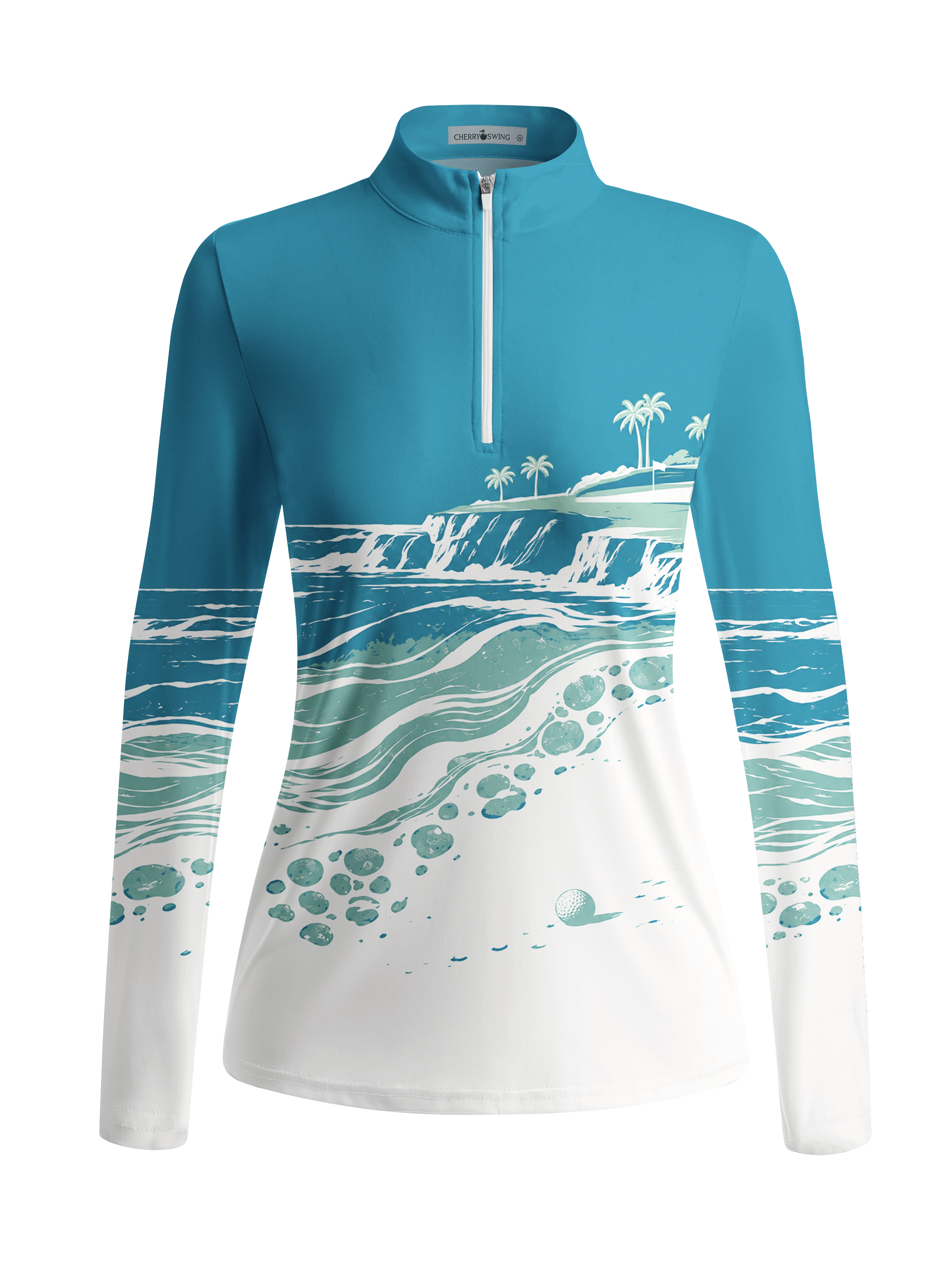 Cherryswing Women's Ocean Wave Long Sleeve Golf Shirt