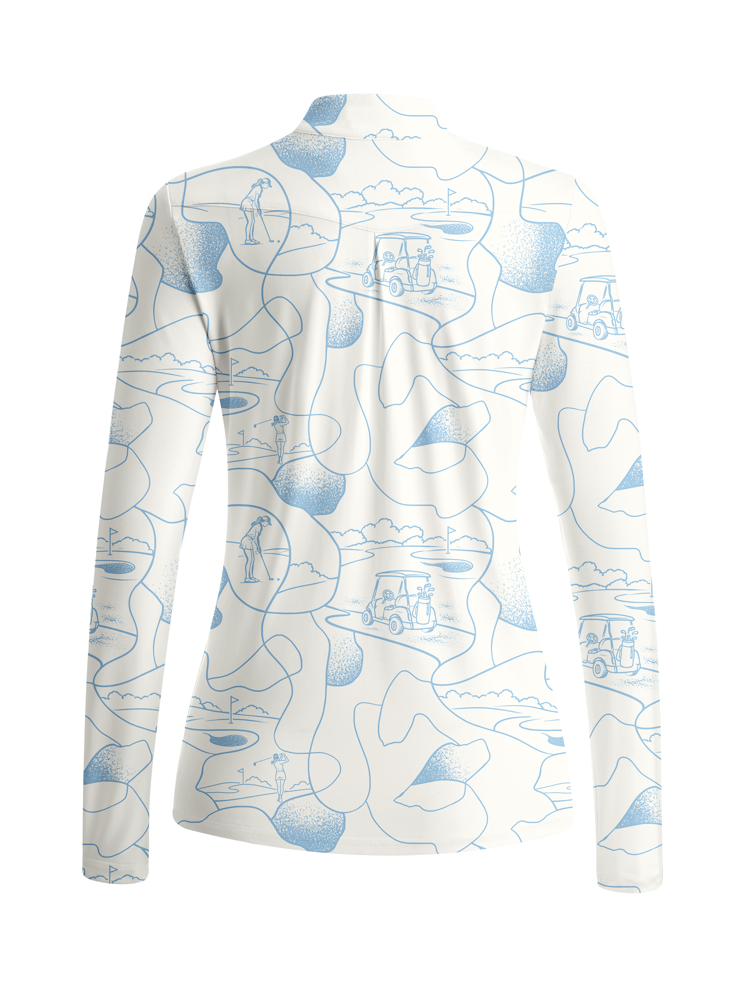 Cherryswing Women's Course Line Art Pattern Long Sleeve Golf Shirt