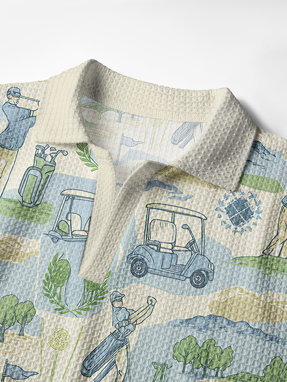 Cherryswing Course Toile Men's Crochet Knit Polo Shirt