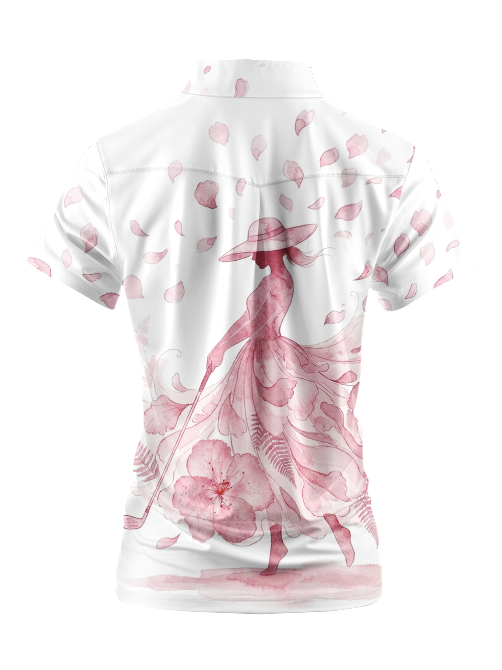 Cherryswing Women's Watercolor Petal Silhouette Short Sleeve Golf Shirt