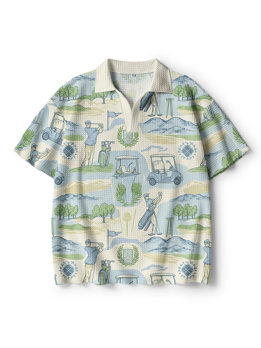 Cherryswing Course Toile Men's Crochet Knit Polo Shirt