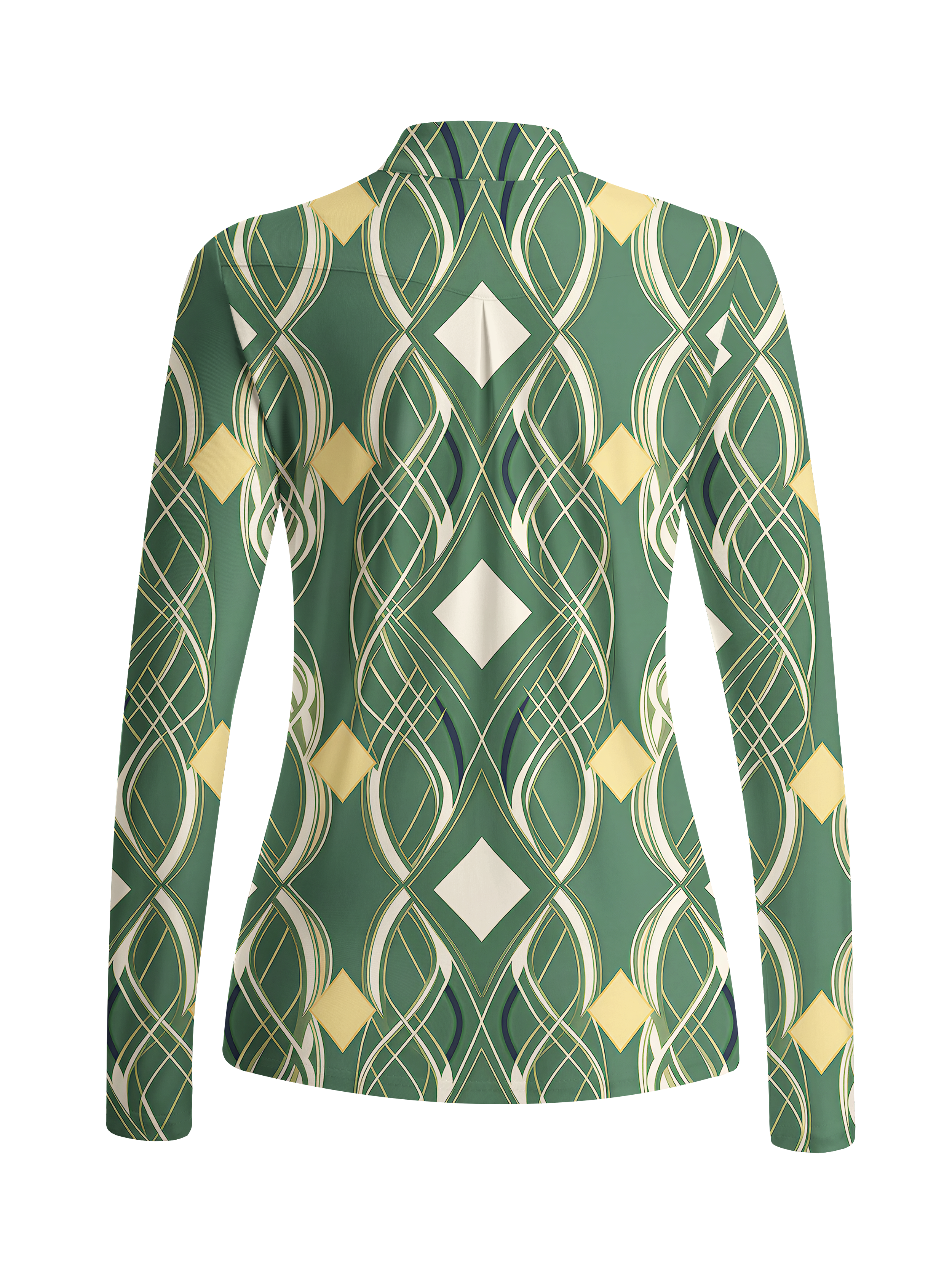Cherryswing Women's Vintage Diamond Geometric Long Sleeve Golf Shirt