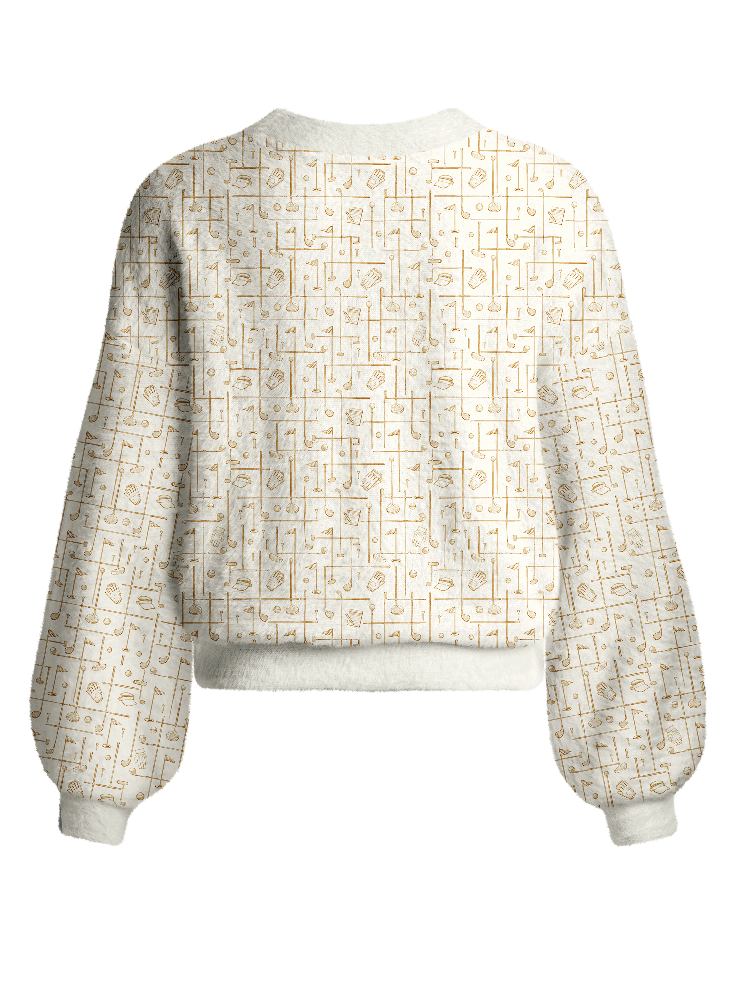 Cherryswing Women's Golden Grid Fuzzy Knit Golf Cardigan