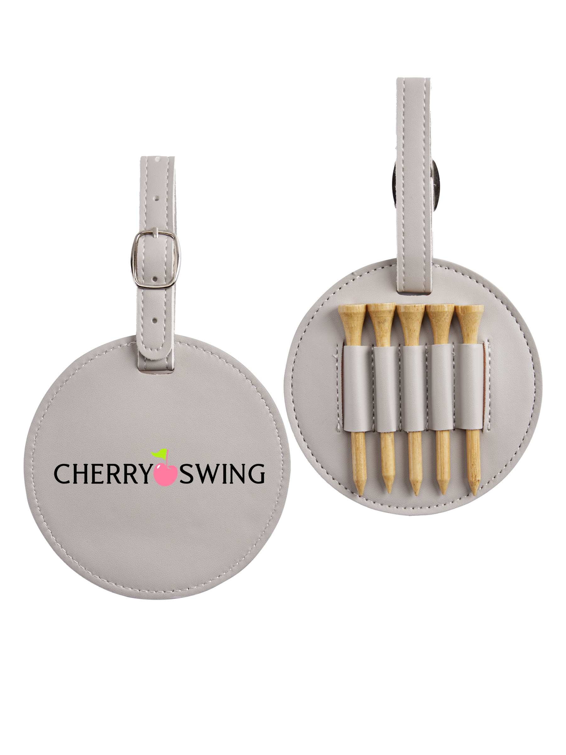 Cherryswing Leather Golf Tee Holder with Wood Golf Tees