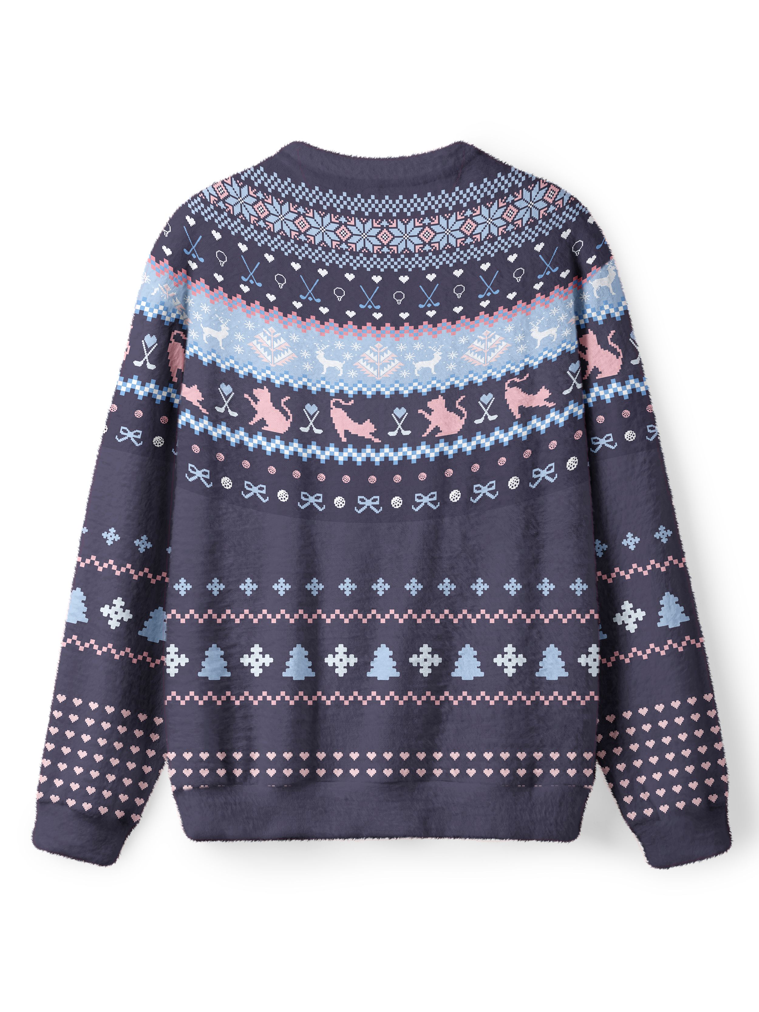 Cherryswing Women's Festive Nordic Cat and Golf Crew Neck Sweater