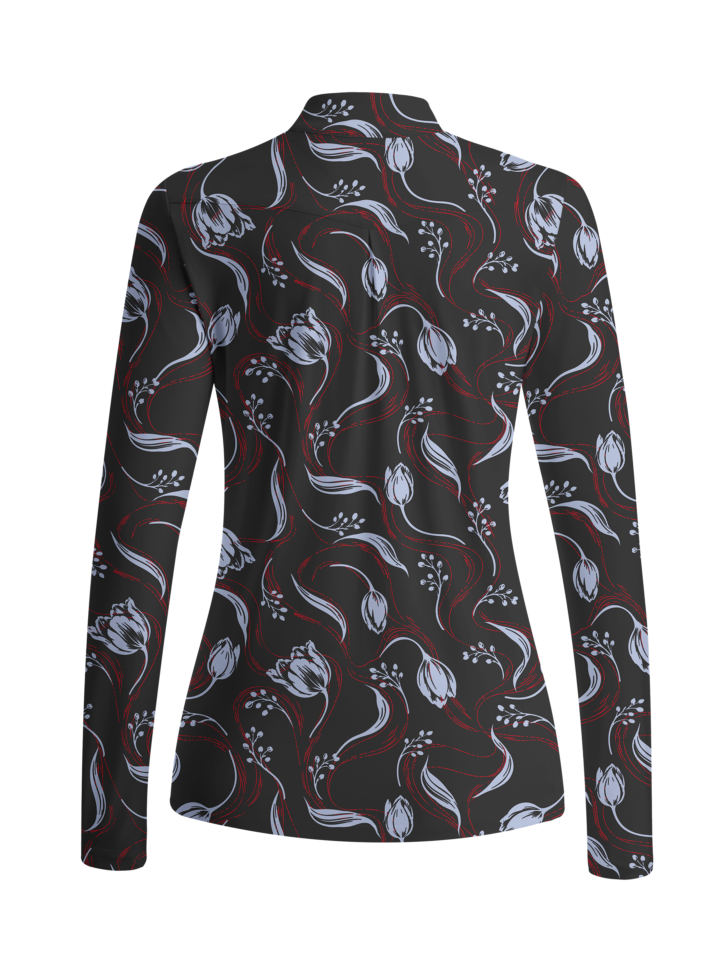 Cherryswing Women's Art Nouveau Tulip Long Sleeve Golf Shirt