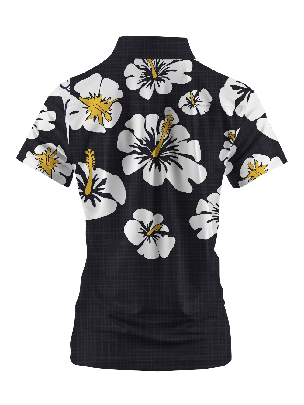 Cherryswing Women's Midnight Hibiscus Short Sleeve Polos
