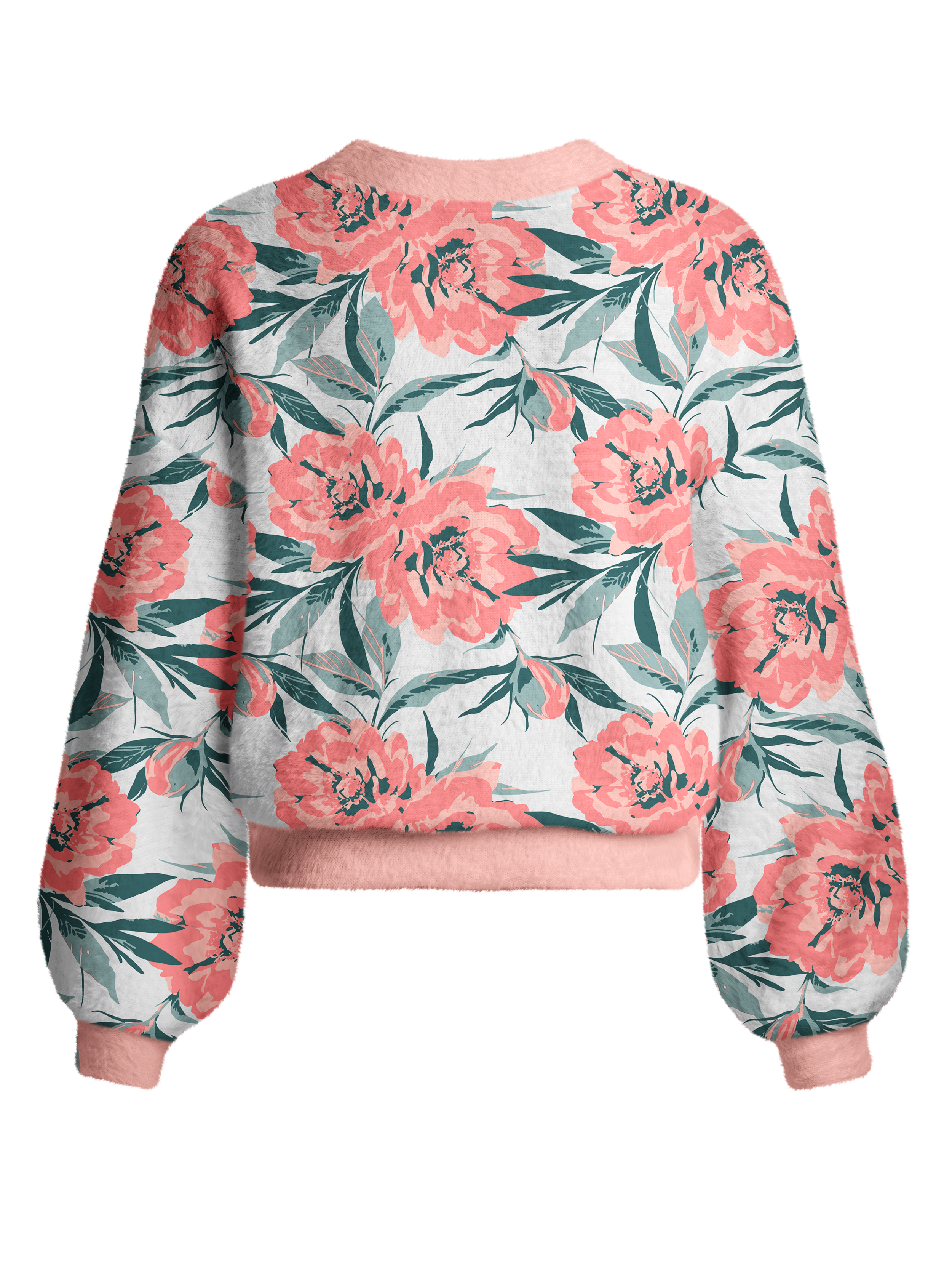 Cherryswing Women's Peony Bloom Fuzzy Knit Golf Cardigan