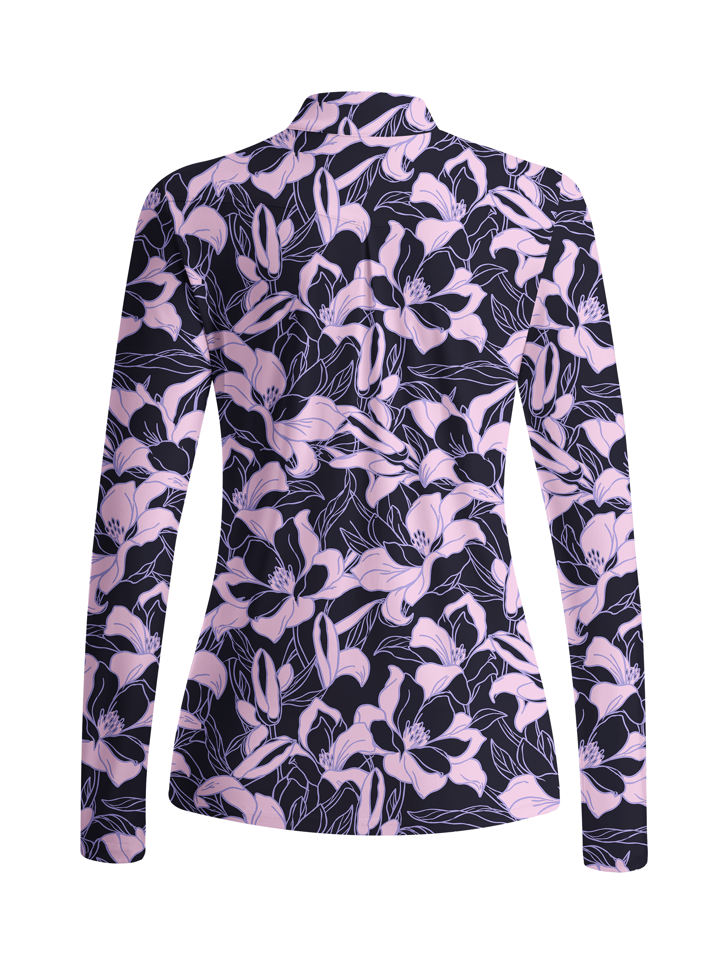 Cherryswing Women's Vintage Silhouette Floral Pattern Long Sleeve Golf Shirt