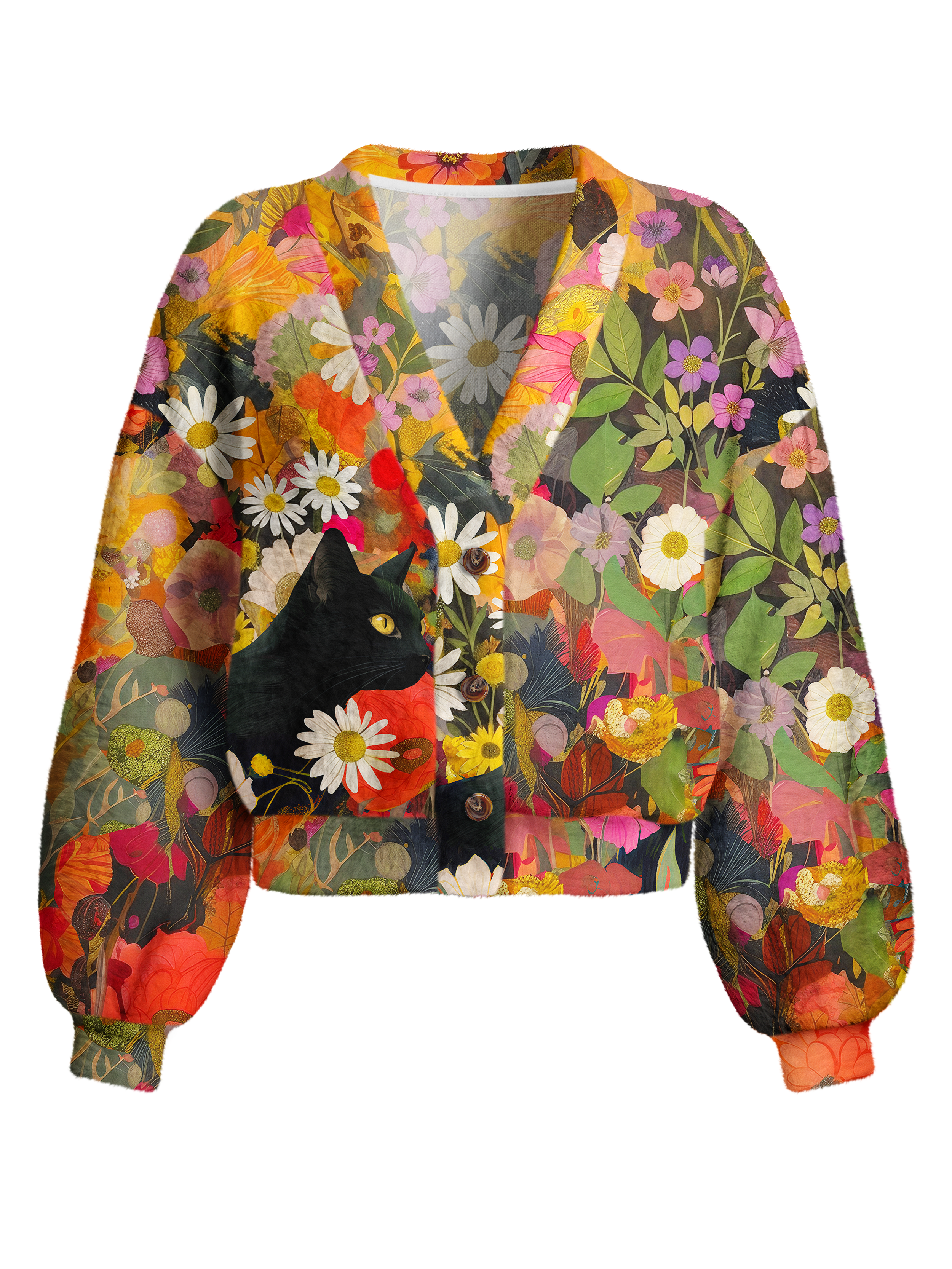 Cherryswing Women's Wild Whiskers Fuzzy Knit Golf Cardigan